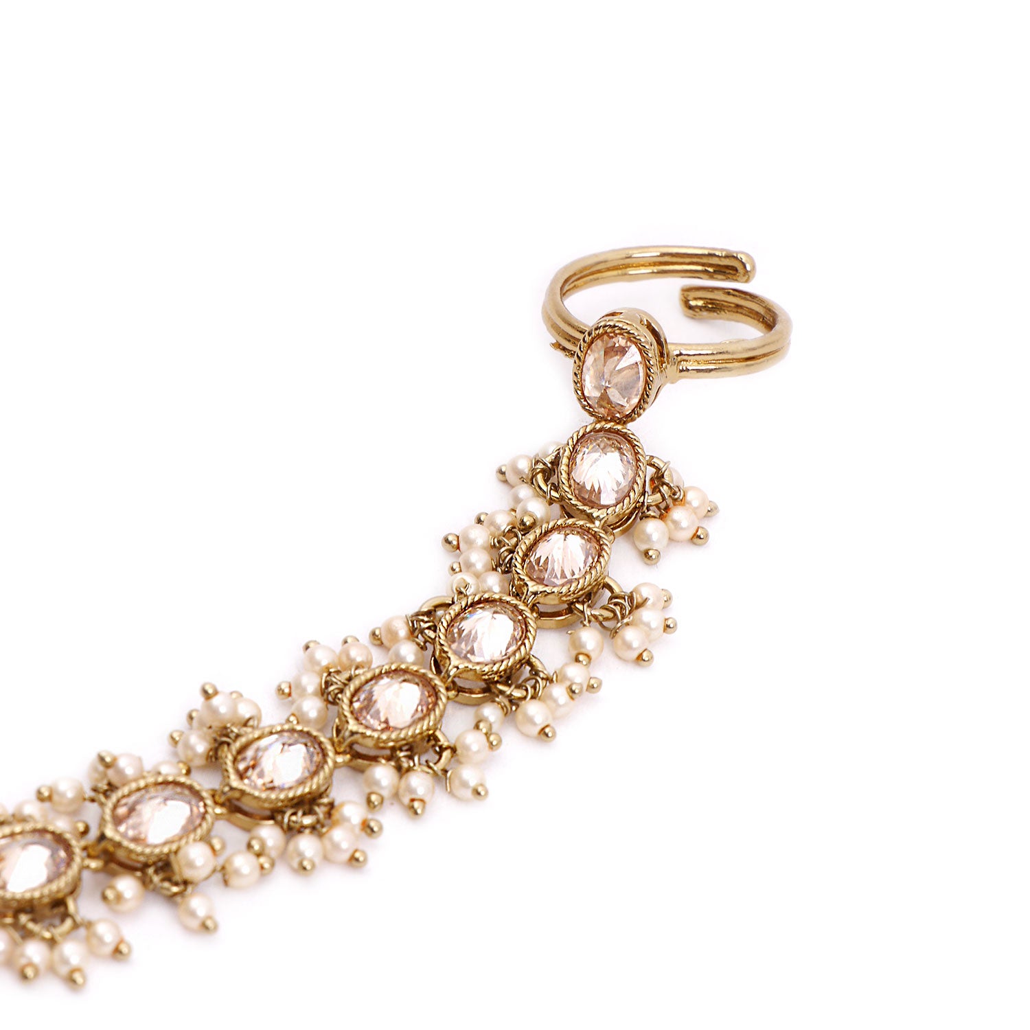 Lavani Handpiece in Pearls and Antique Gold