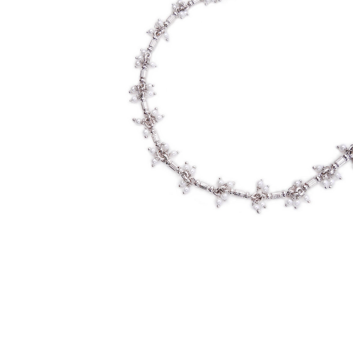 Kalki Anklet in Pearl and Rhodium