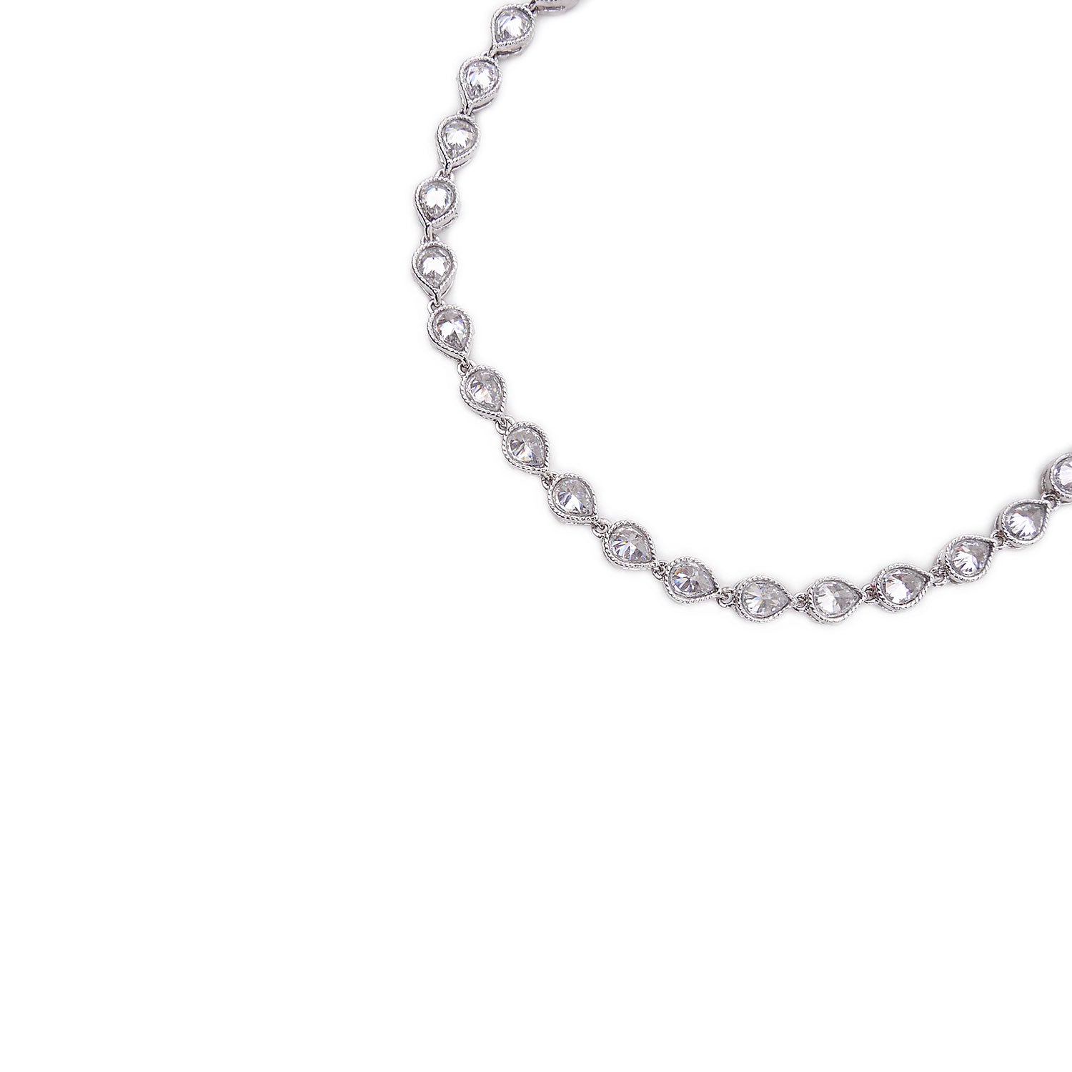 Teardrop Anklet in Rhodium