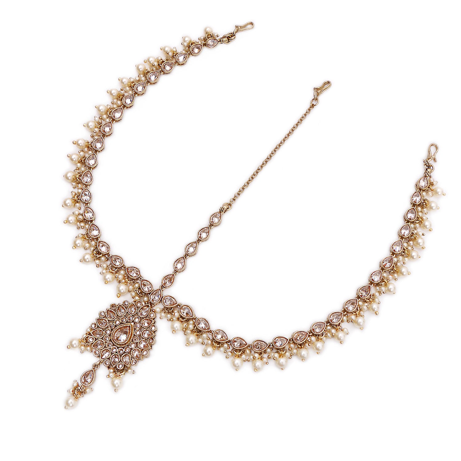 Pearl Teardrop Headpiece in Antique Gold