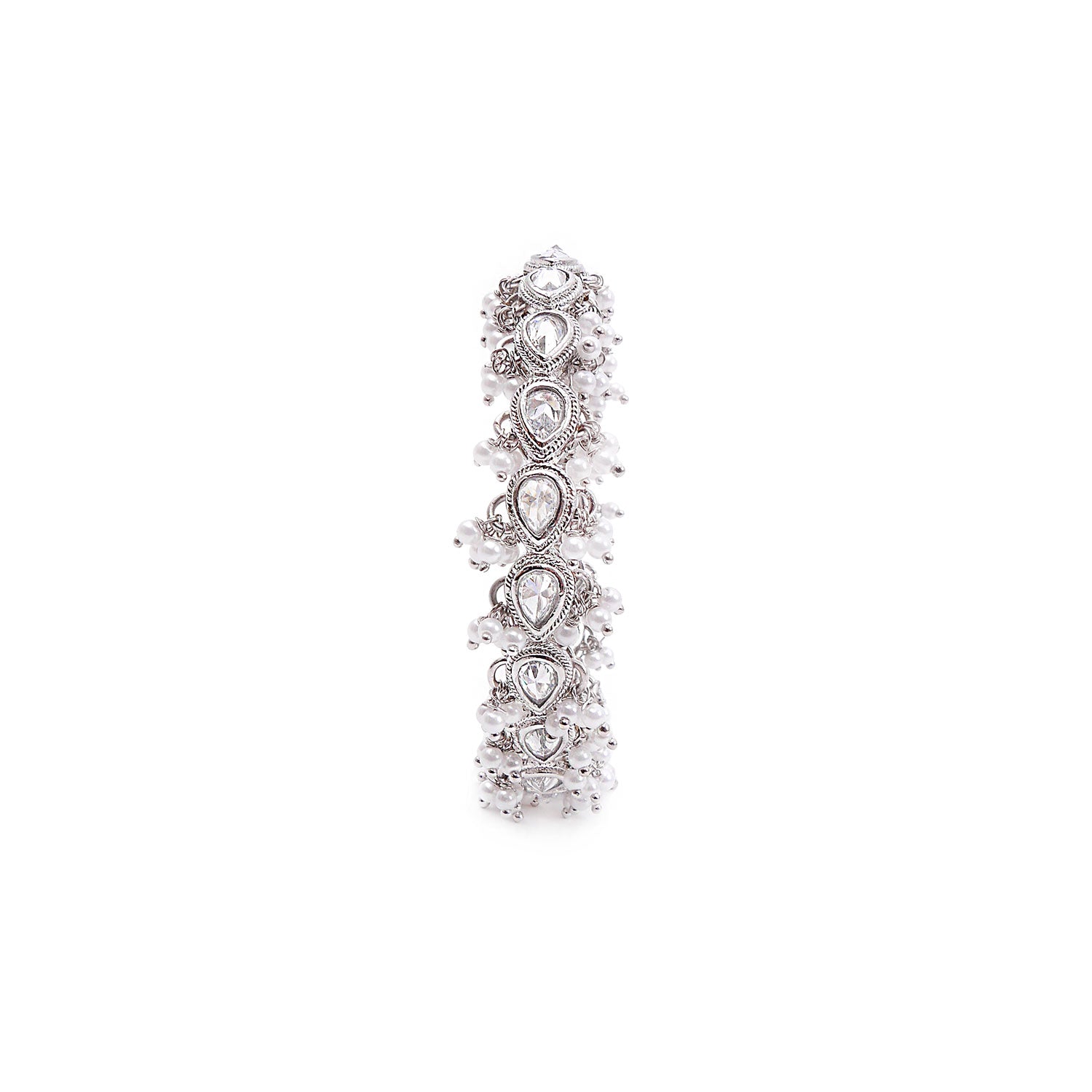 Cluster Pearl Bangle in Rhodium