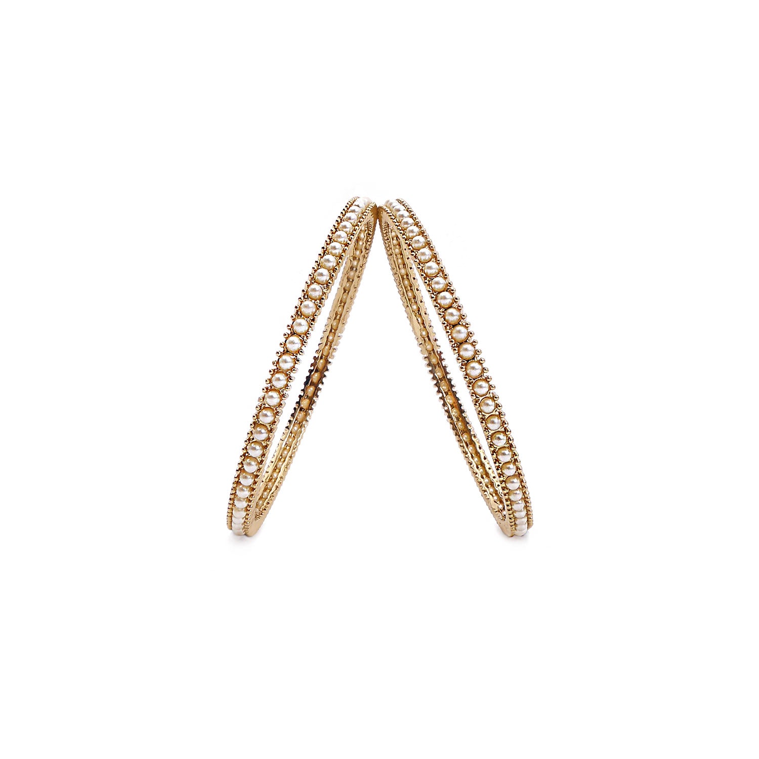 Aahna Antique Gold Bangles in Pearl