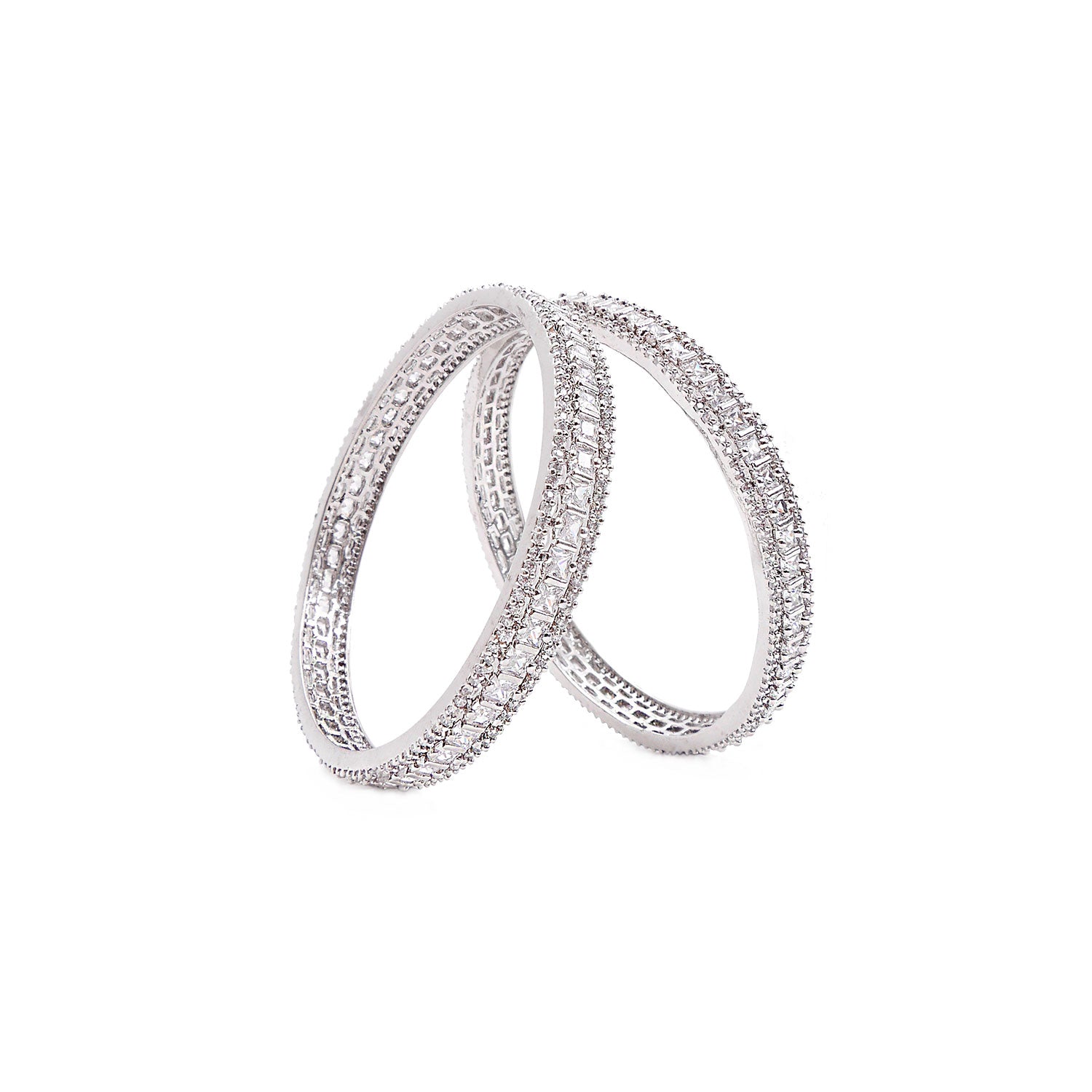 Leilani Cubic Zirconia Bangles in Rhodium