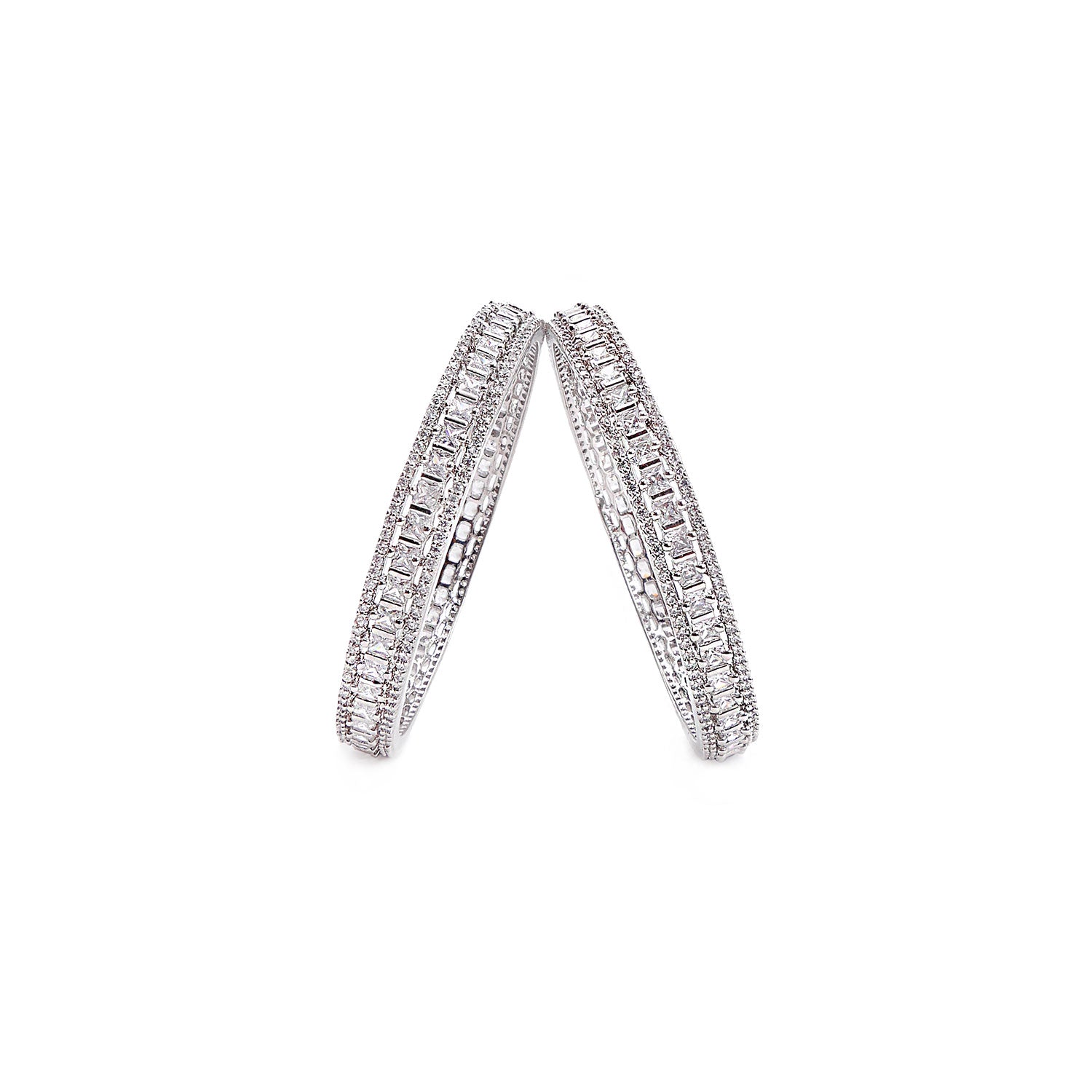 Leilani Cubic Zirconia Bangles in Rhodium