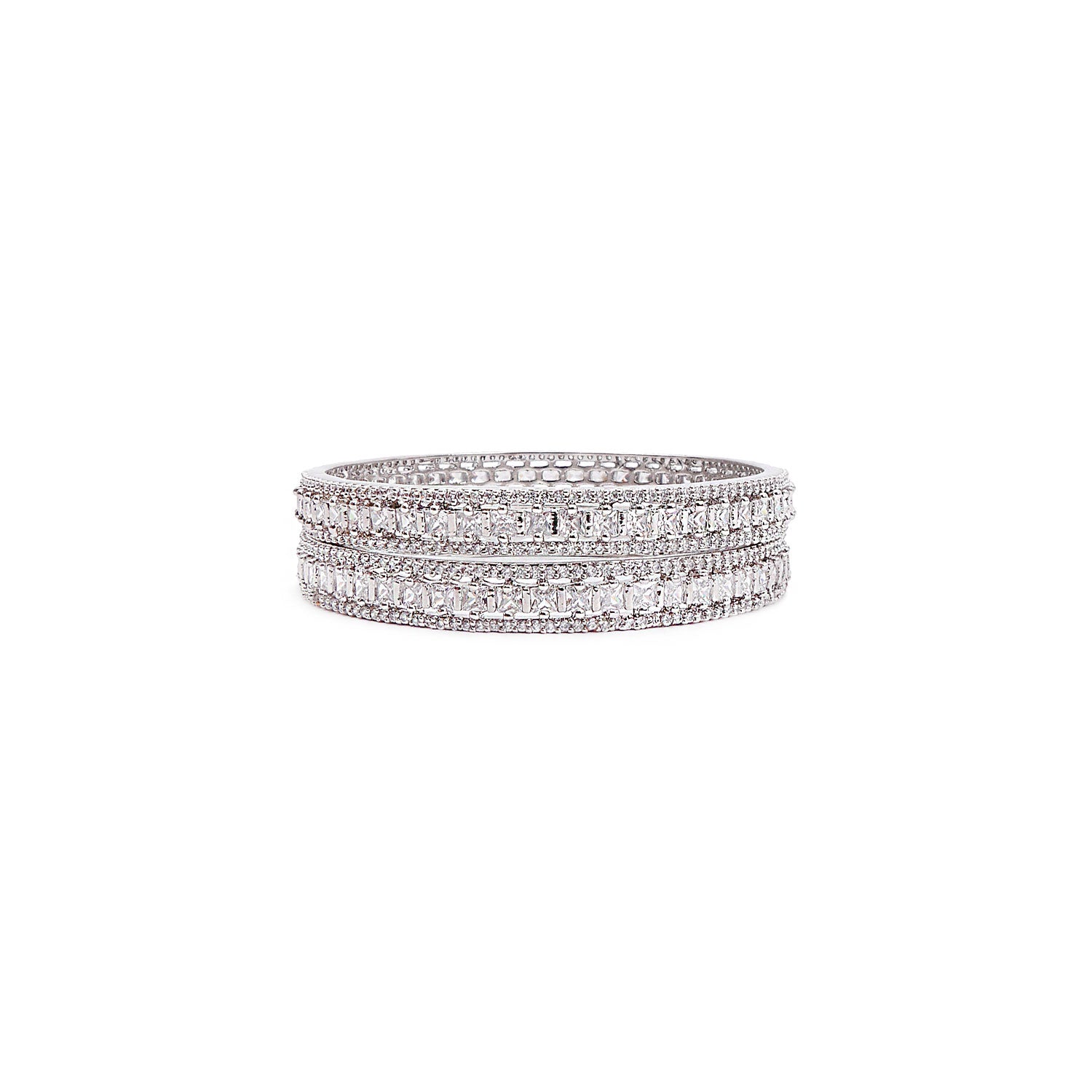 Leilani Cubic Zirconia Bangles in Rhodium