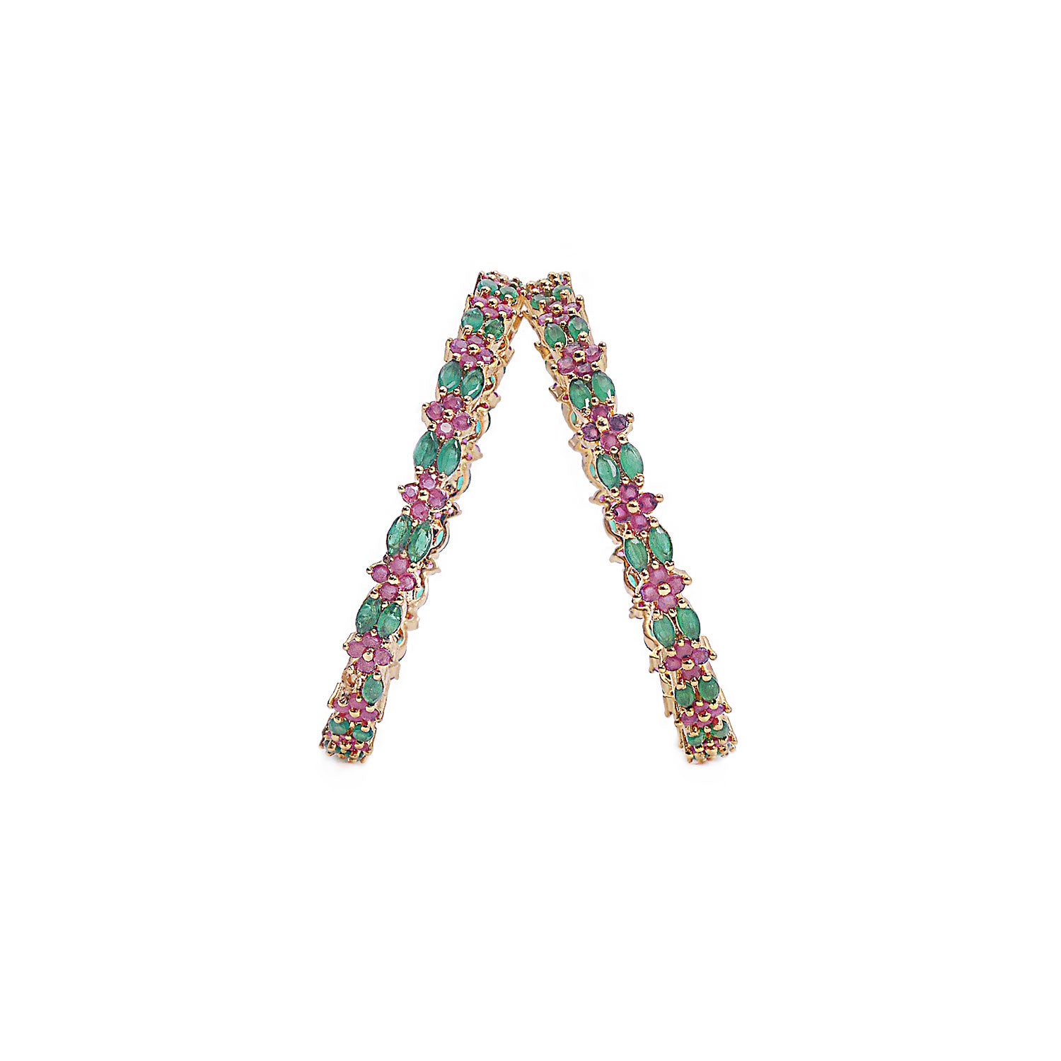 Analia Cubic Zirconia Bangles in Ruby and Green