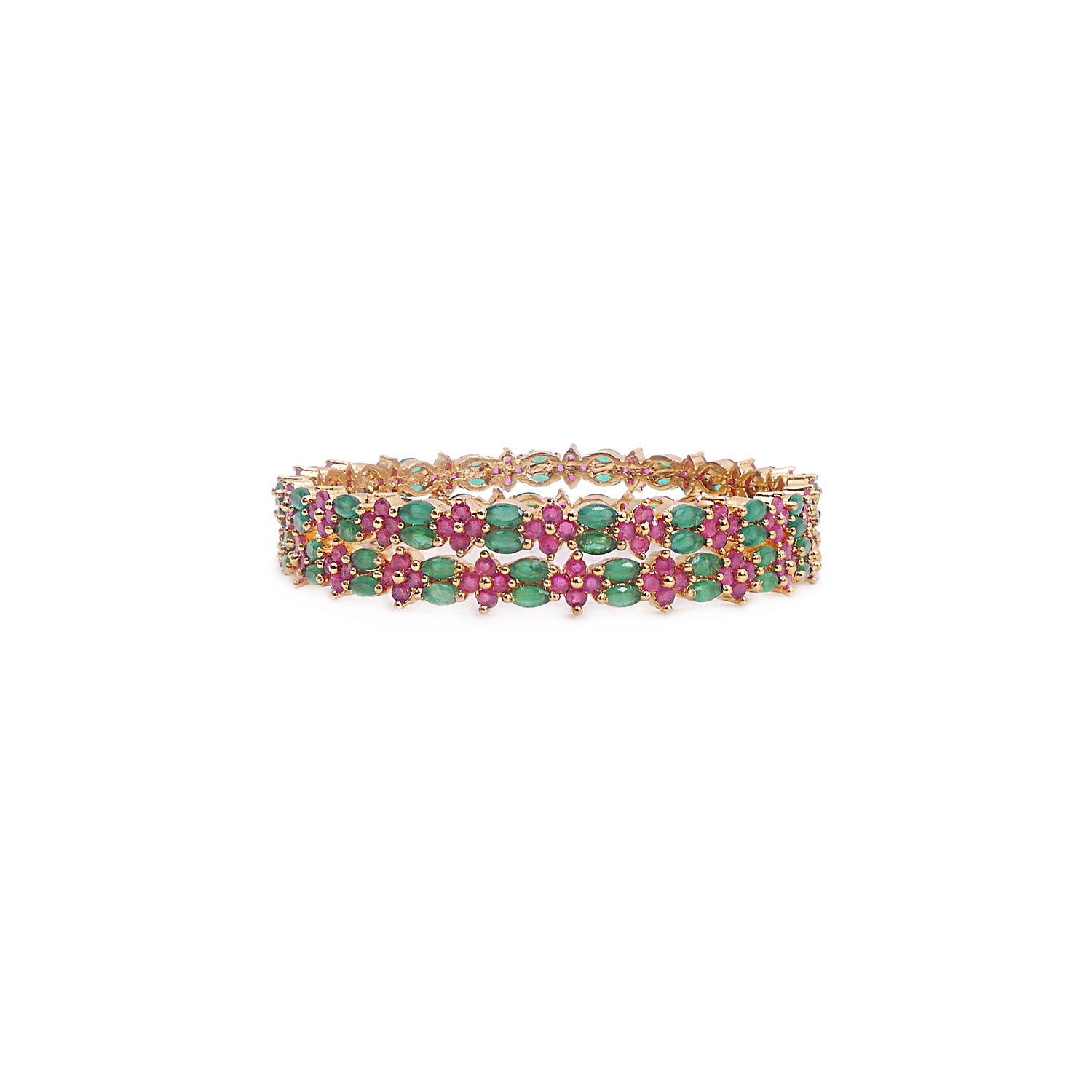 Analia Cubic Zirconia Bangles in Ruby and Green