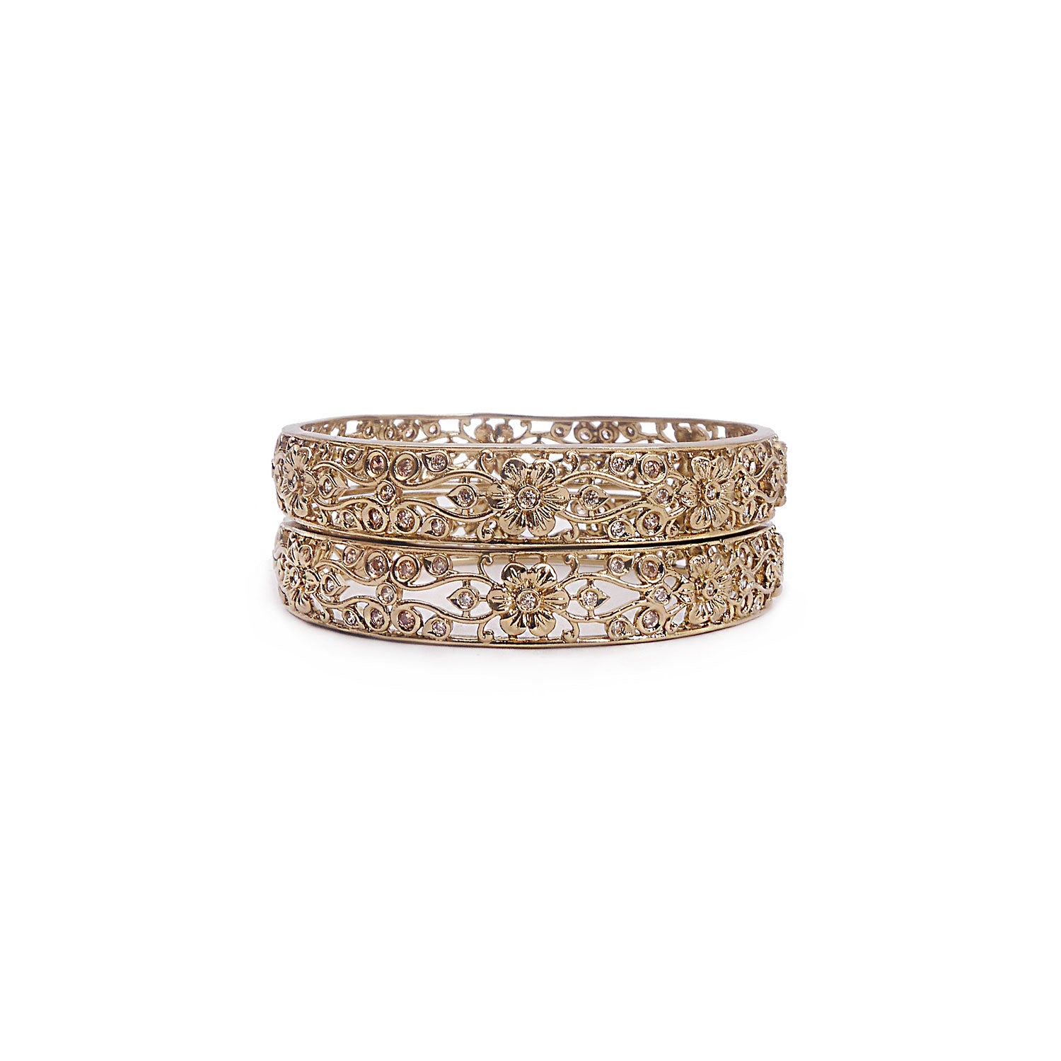 Siyona Cubic Zirconia Bangles in Antique Gold
