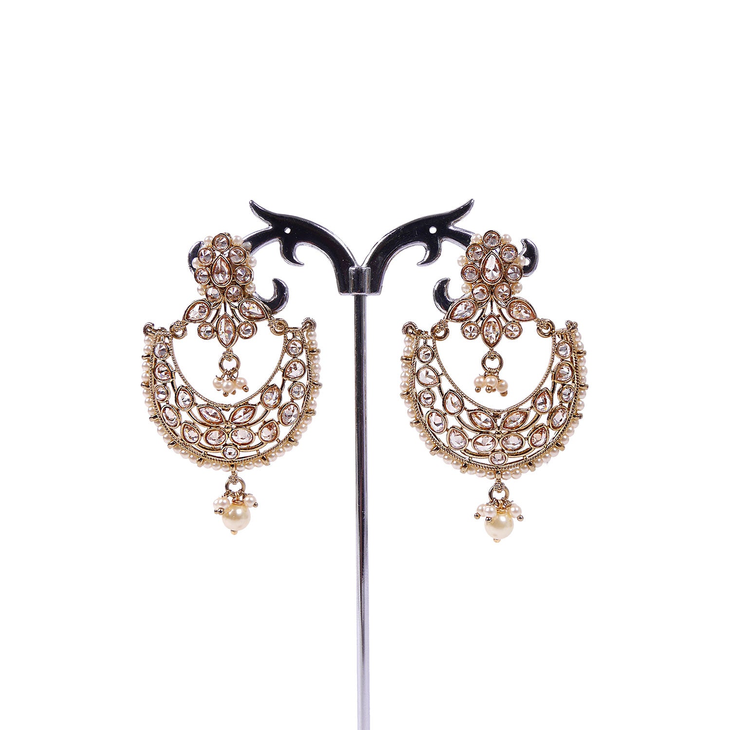 Eena Chandbali Earrings in Pearl and Antique Gold