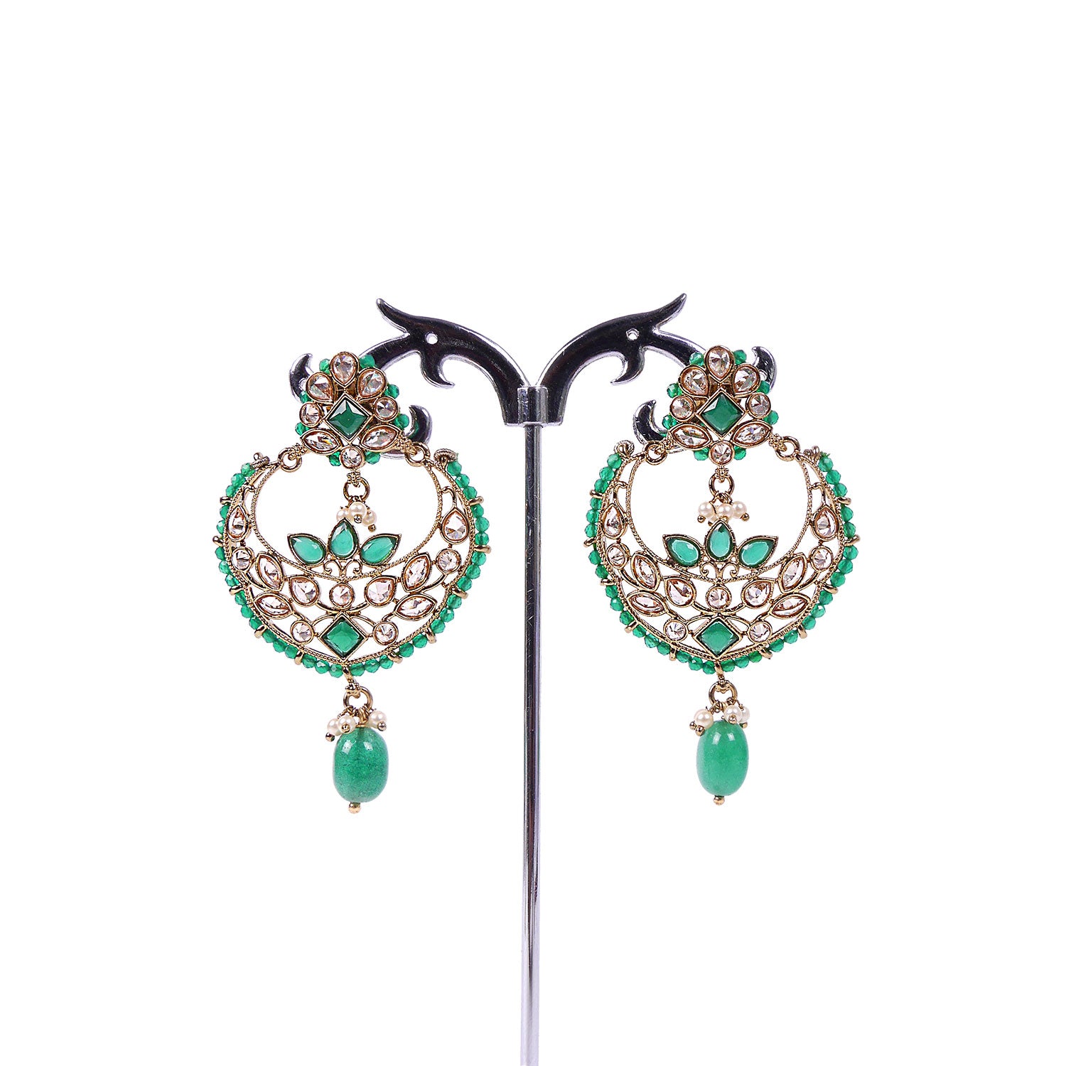 Amia Chandbali Earrings in Green