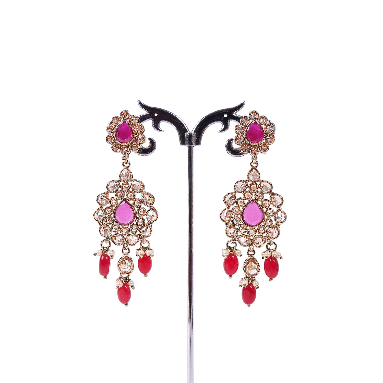 Vaani Long Earrings in Ruby