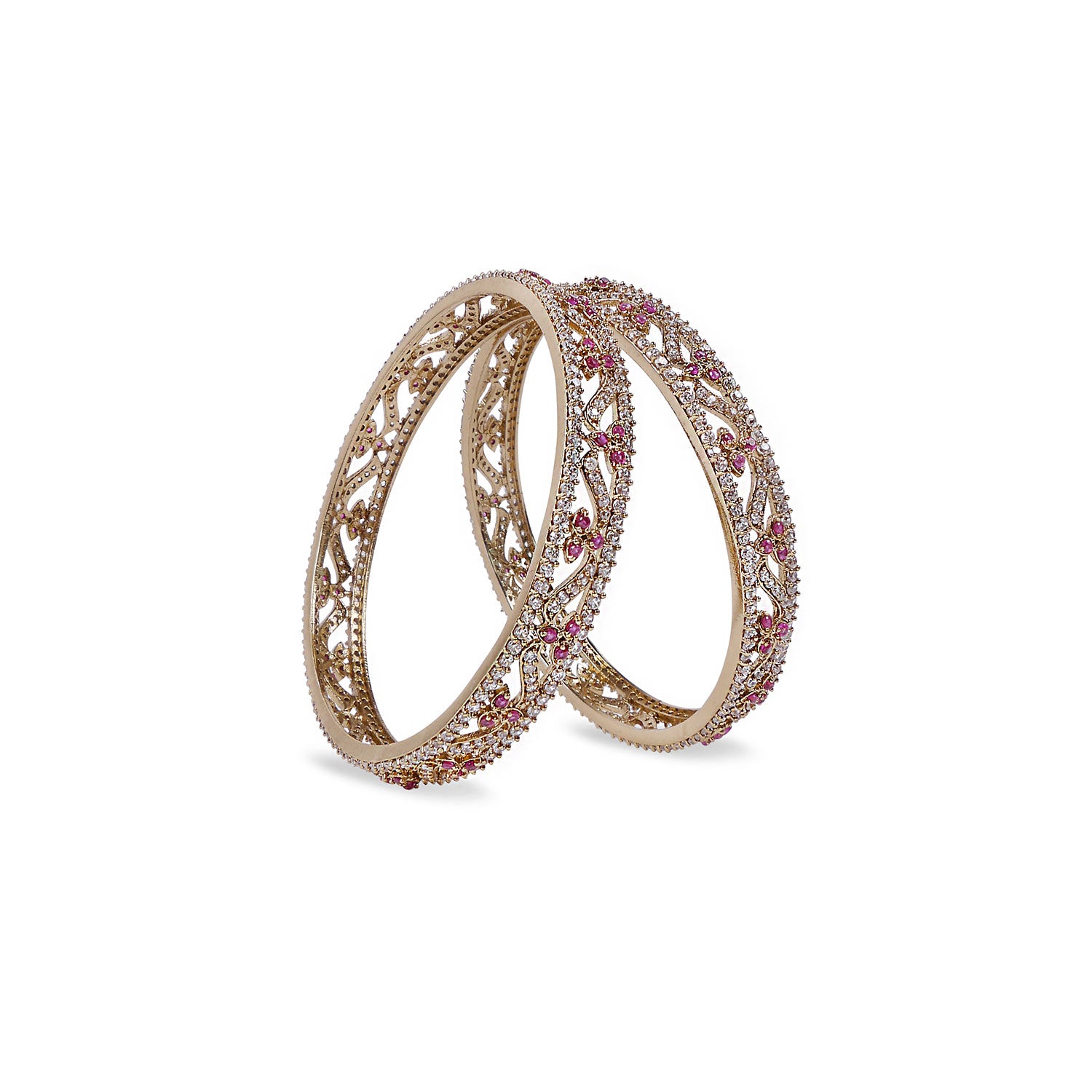 Aniya Cubic Zirconia Bangles in White and Ruby