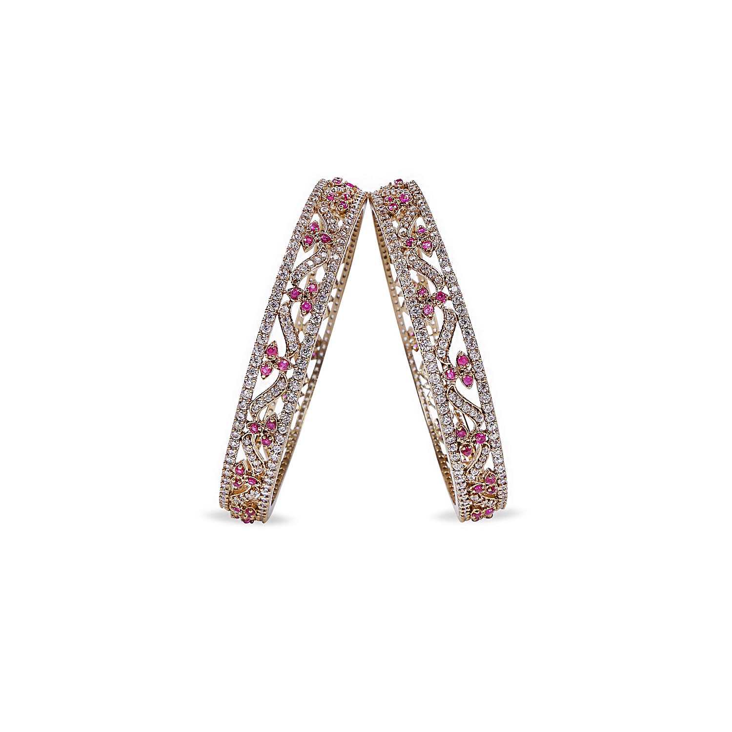 Aniya Cubic Zirconia Bangles in White and Ruby