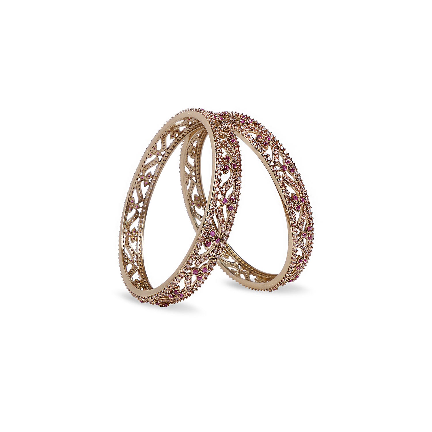 Aniya Cubic Zirconia Bangles in Ruby and Topaz