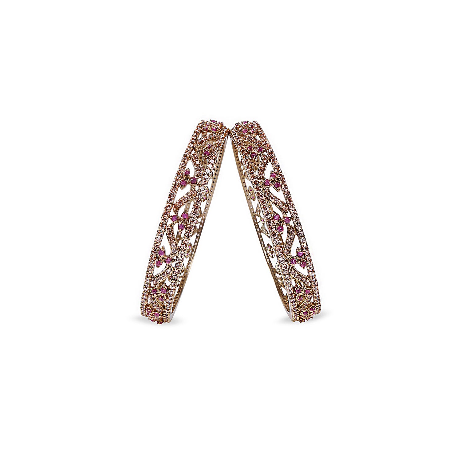 Aniya Cubic Zirconia Bangles in Ruby and Topaz