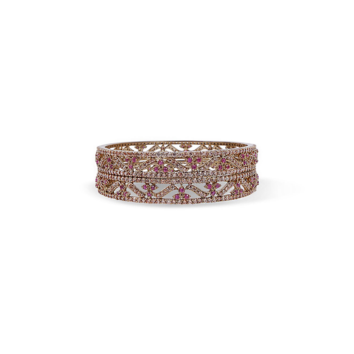Aniya Cubic Zirconia Bangles in Ruby and Topaz
