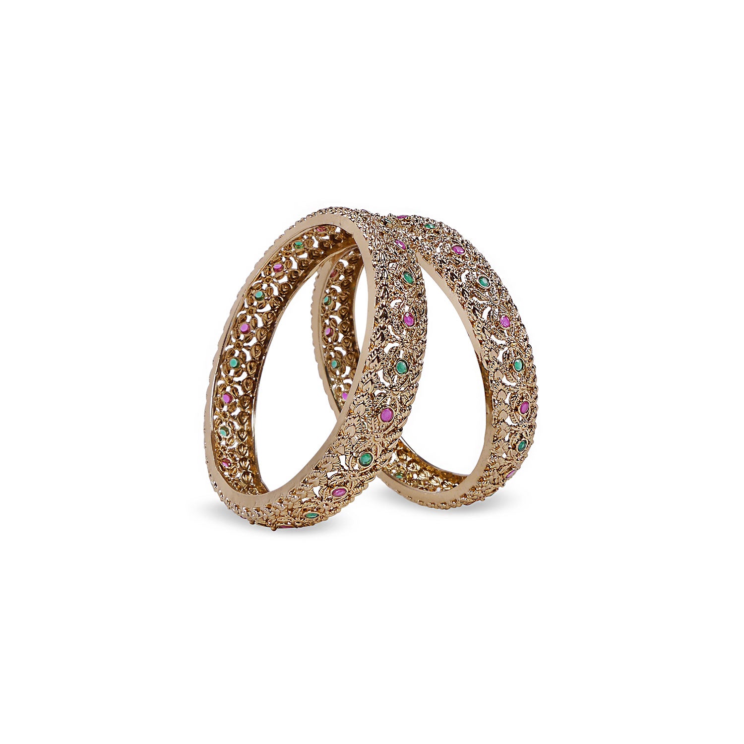 Aarna Classic Bangles in Ruby and Green