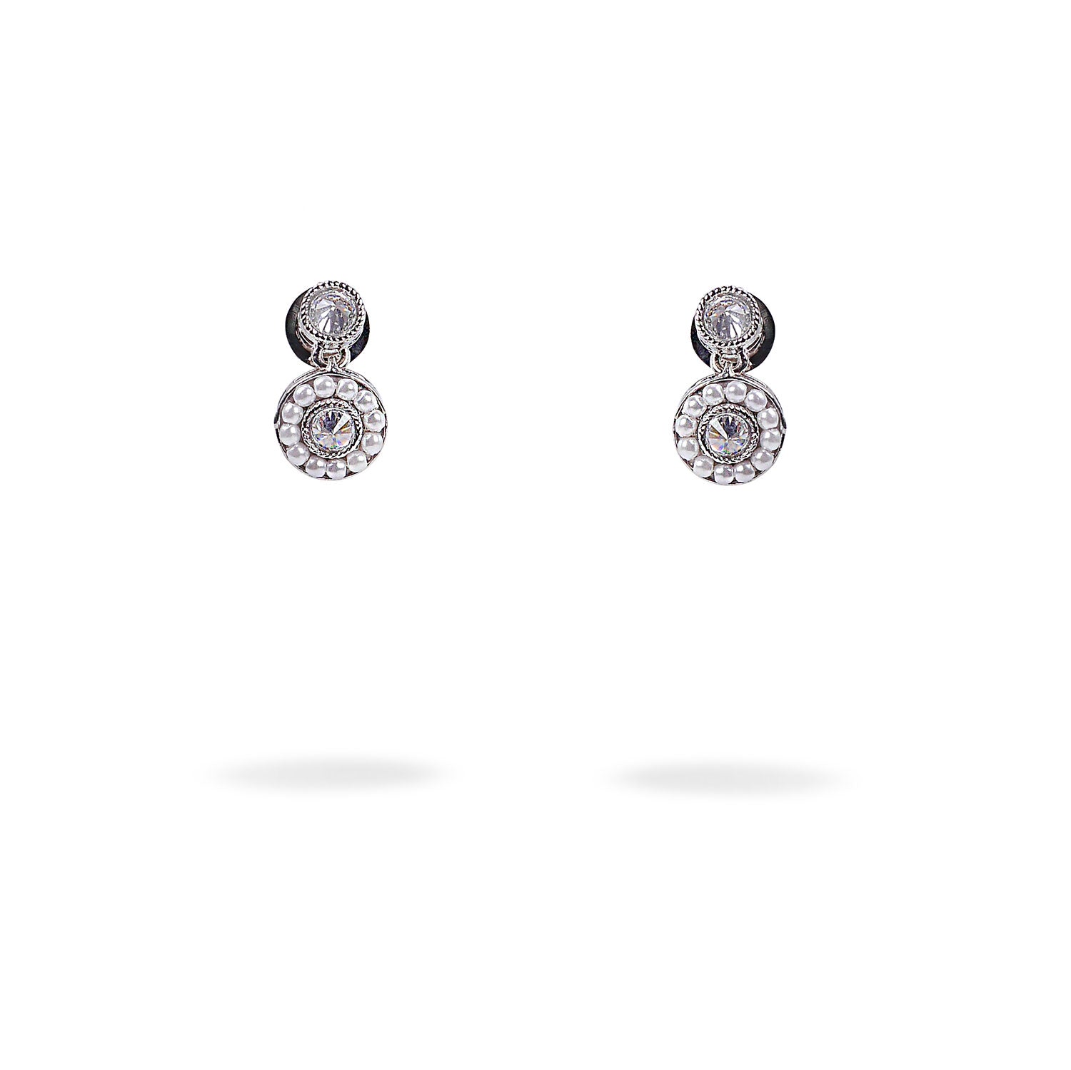 Leela Drop Studs in Rhodium