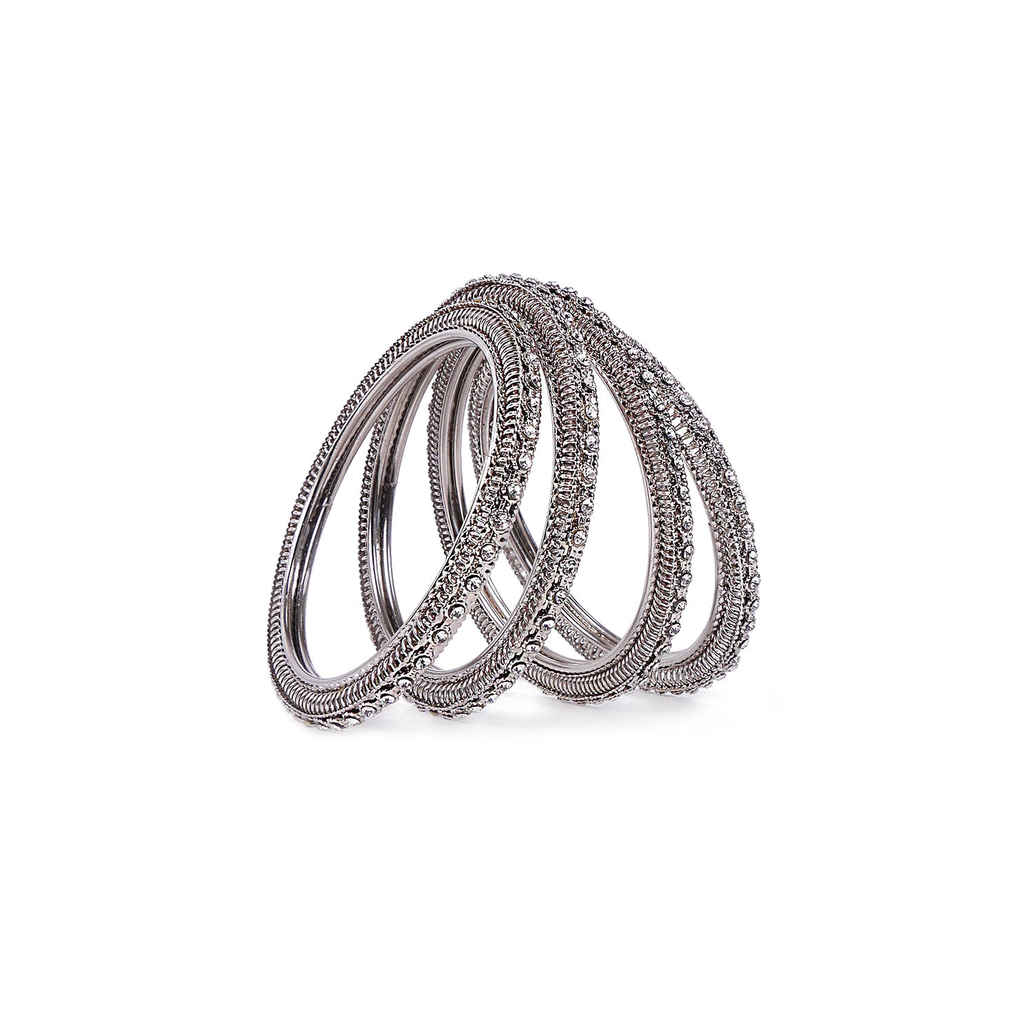 Rhodium Plated Diamante Bangles