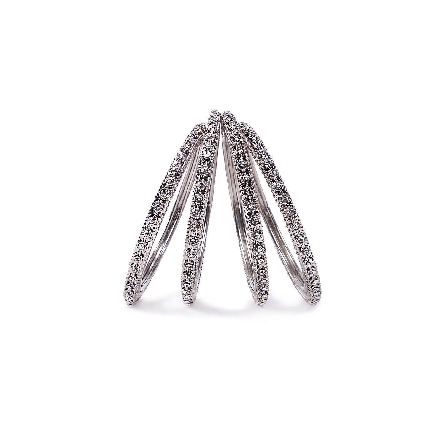 Rhodium Plated Diamante Bangles