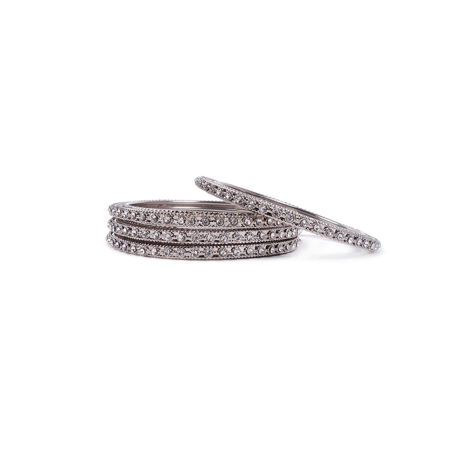 Rhodium Plated Diamante Bangles