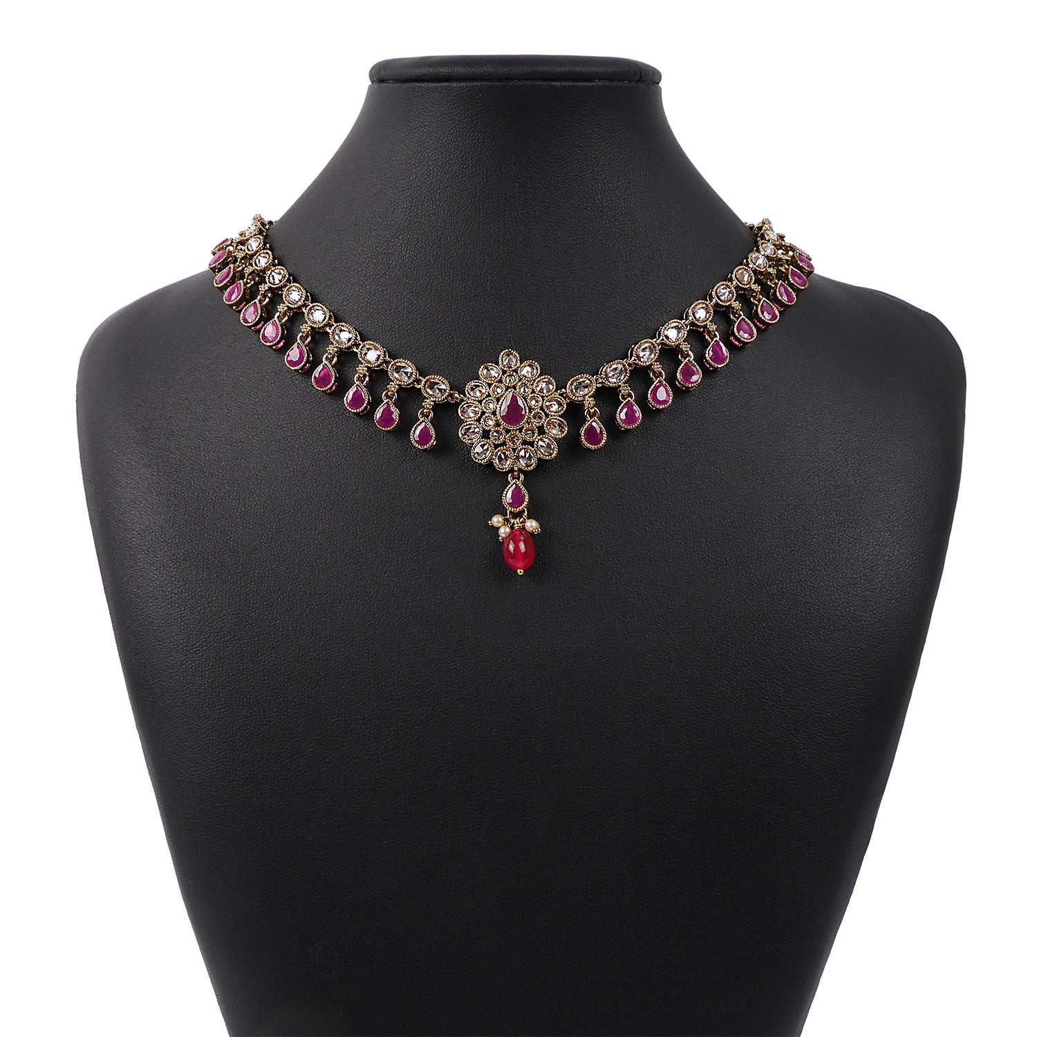 Teardrop Trinkets Necklace Set in Ruby