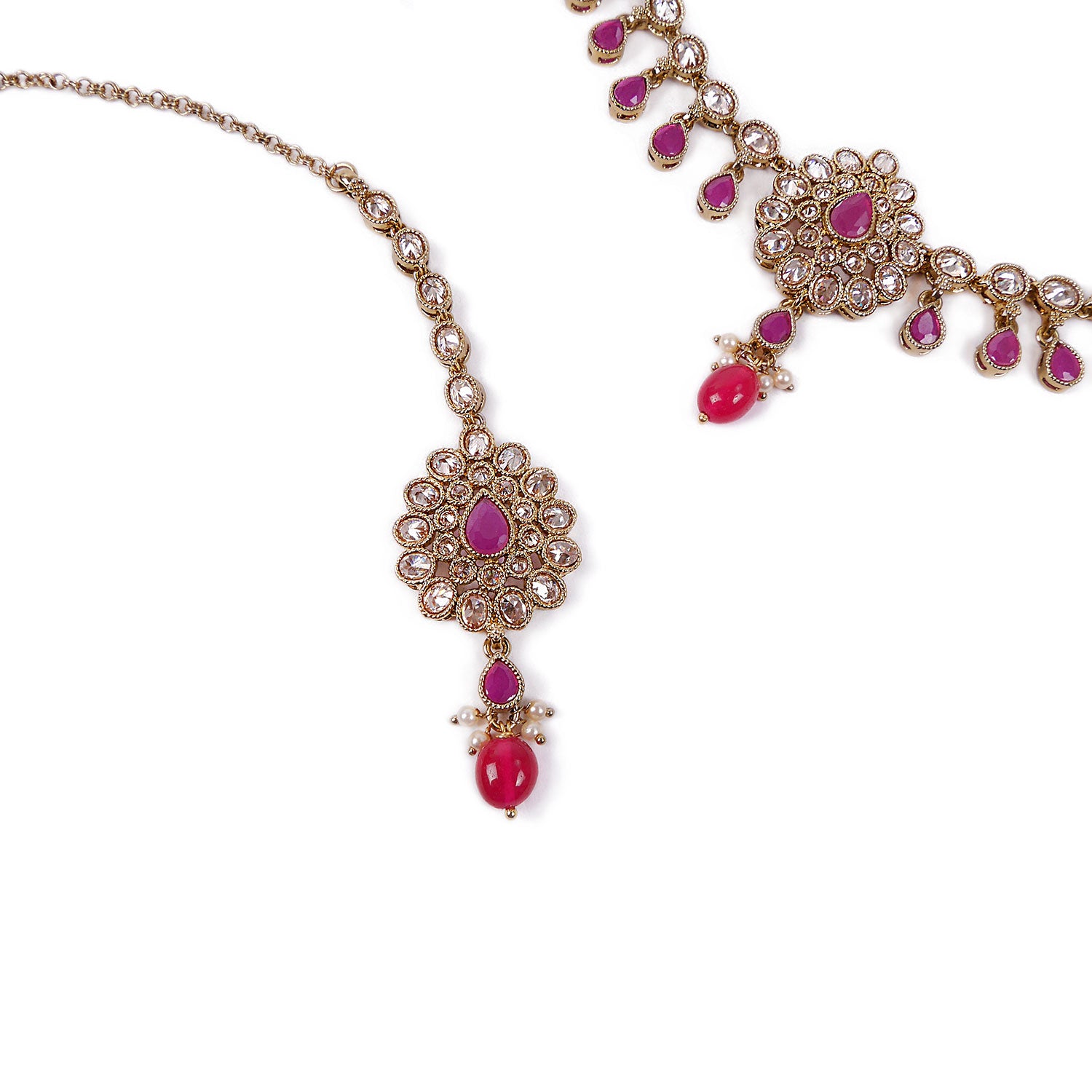 Teardrop Trinkets Necklace Set in Ruby