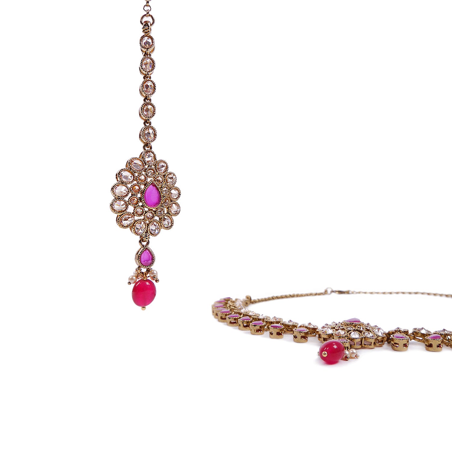 Teardrop Trinkets Necklace Set in Ruby