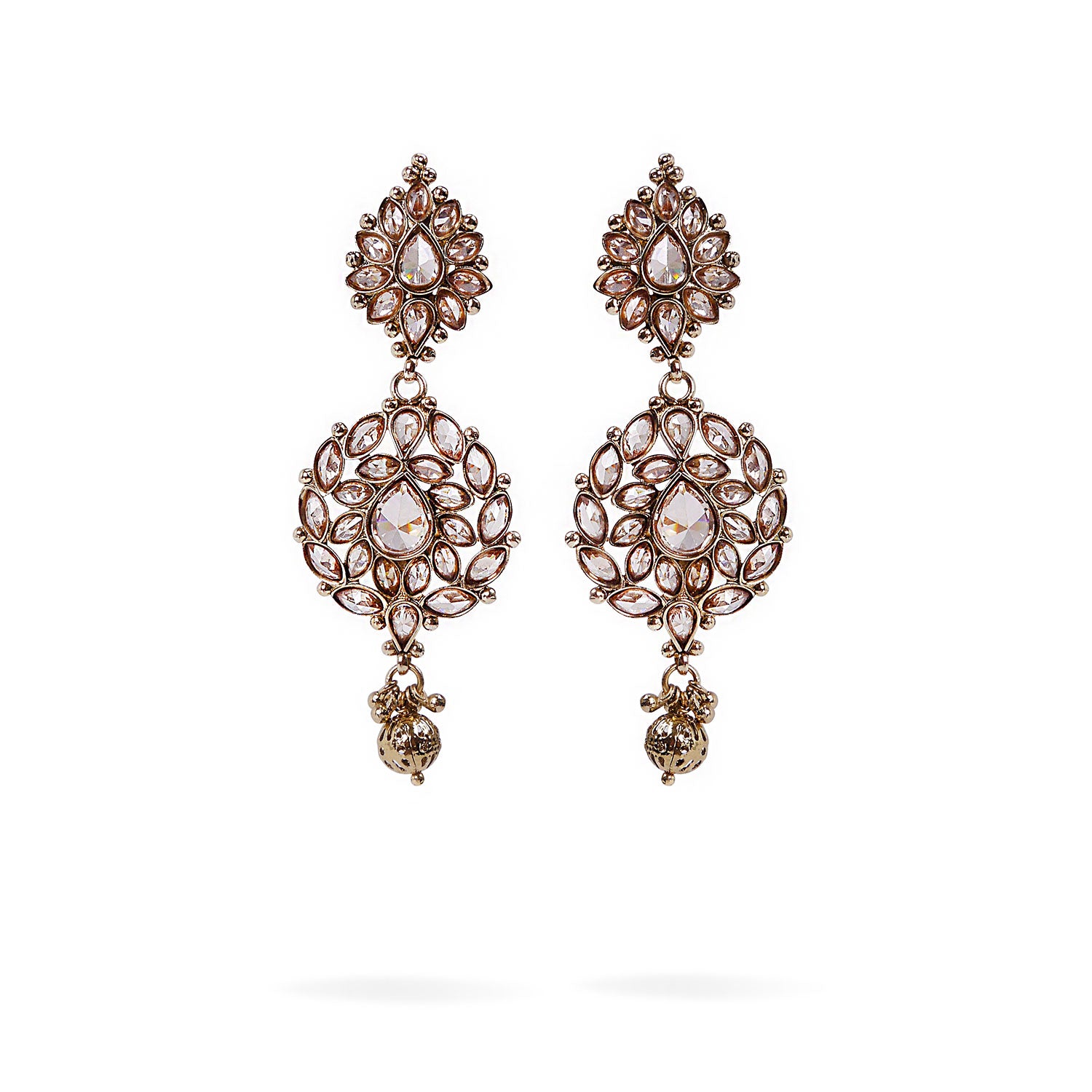Laksha Long Earrings in Antique Gold