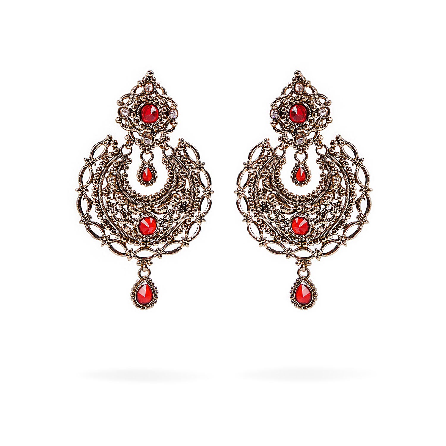 Neela Chandbali Earrings in Red