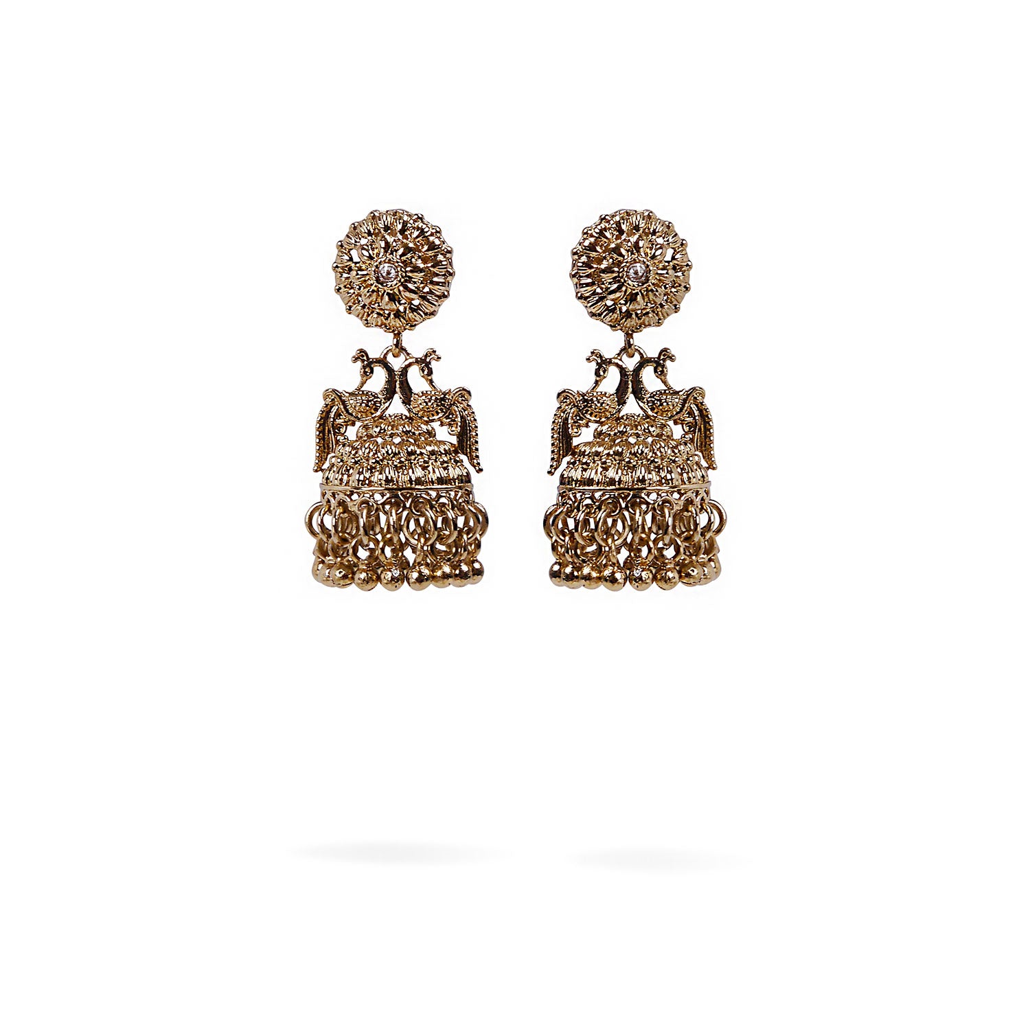 Peacock Jhumkas in White