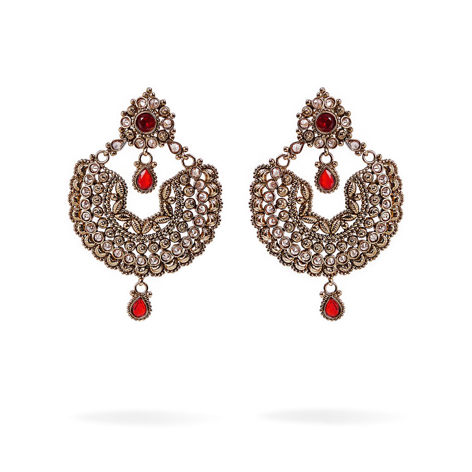 Jiana Chandbali Earrings in Red