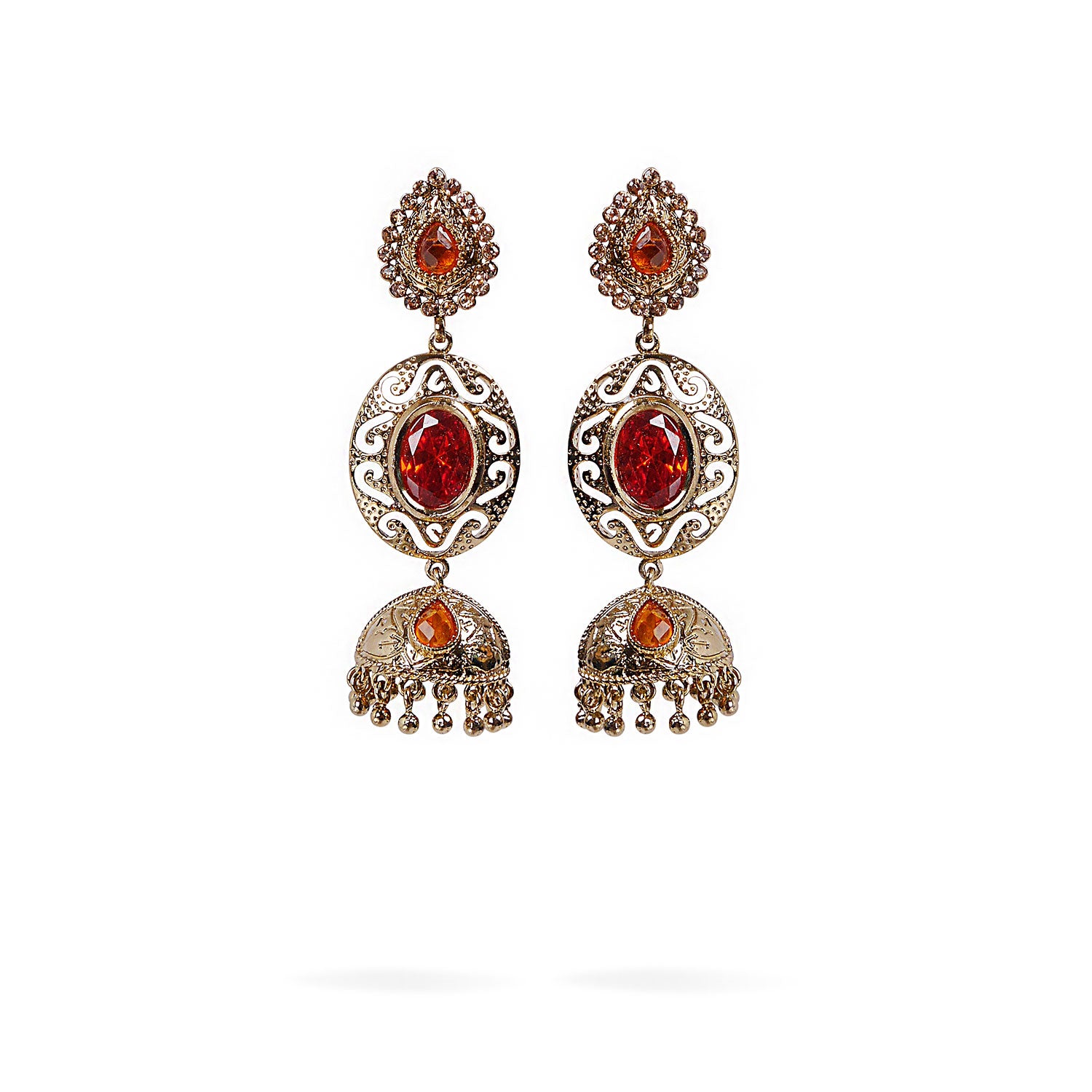 Tiyani Long Earrings in Orange