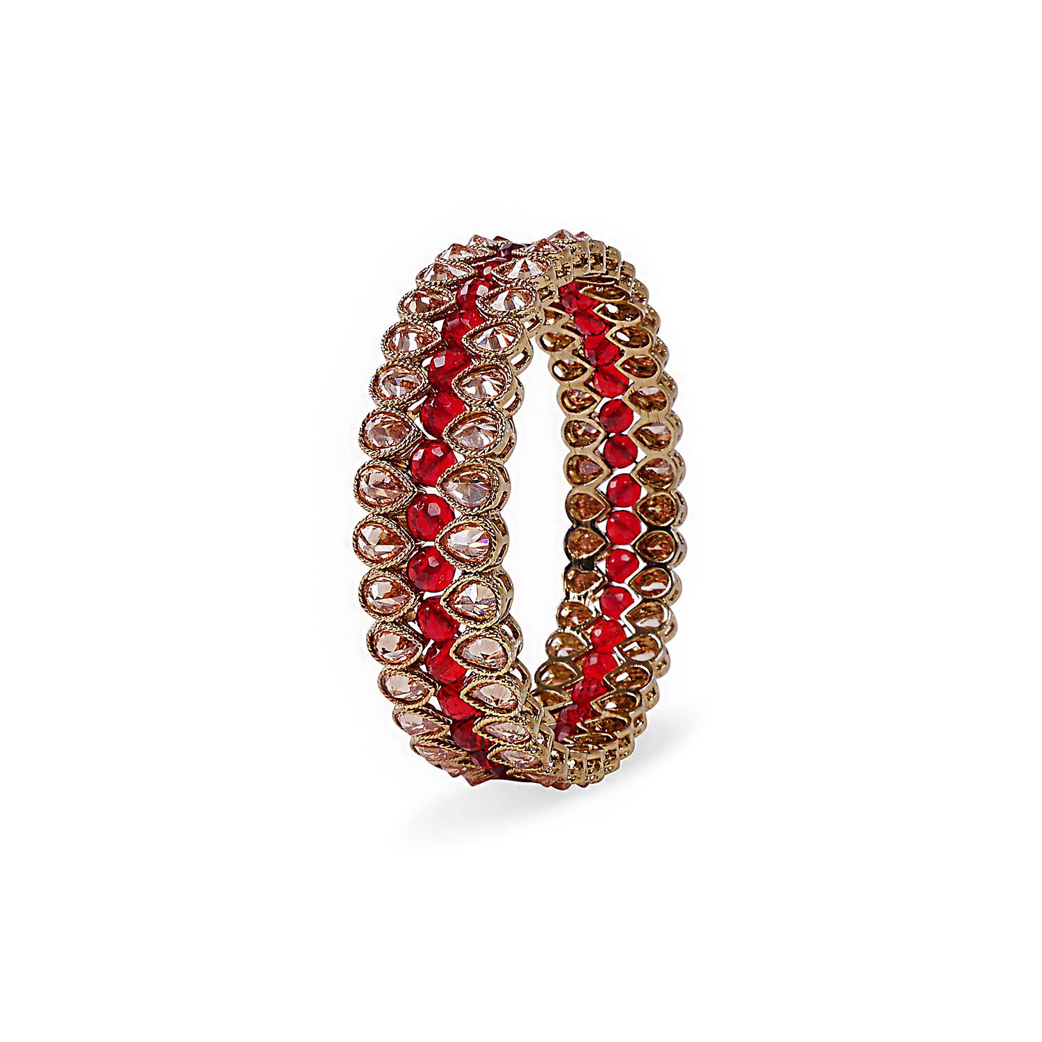 INDIAN BANGLE WITH MAROON CRYSTALS