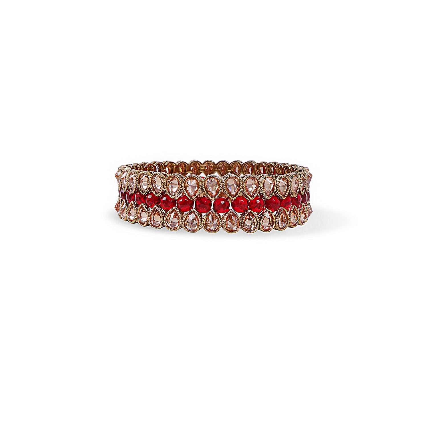 INDIAN BANGLE WITH MAROON CRYSTALS