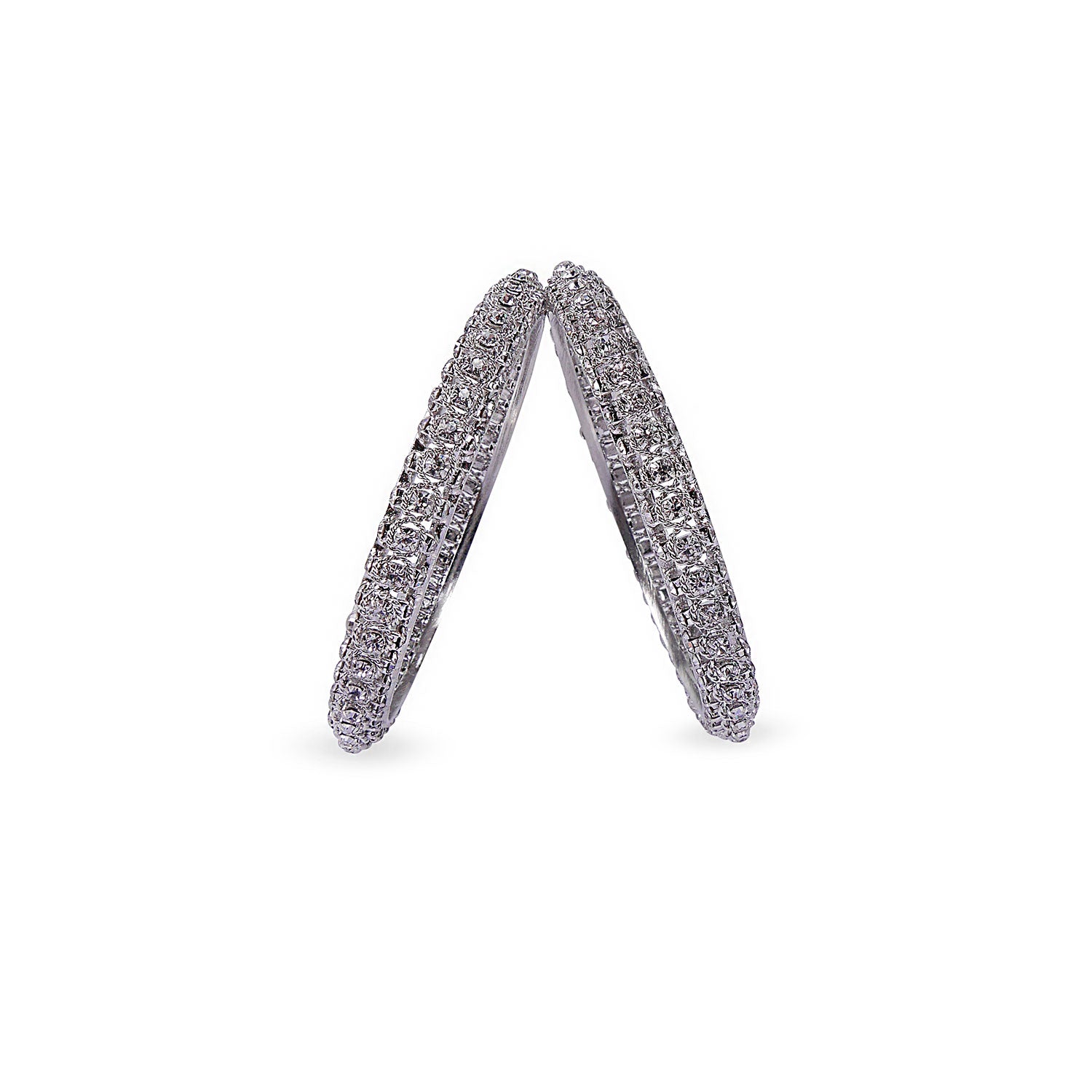 White Diamante Bangles in Rhodium