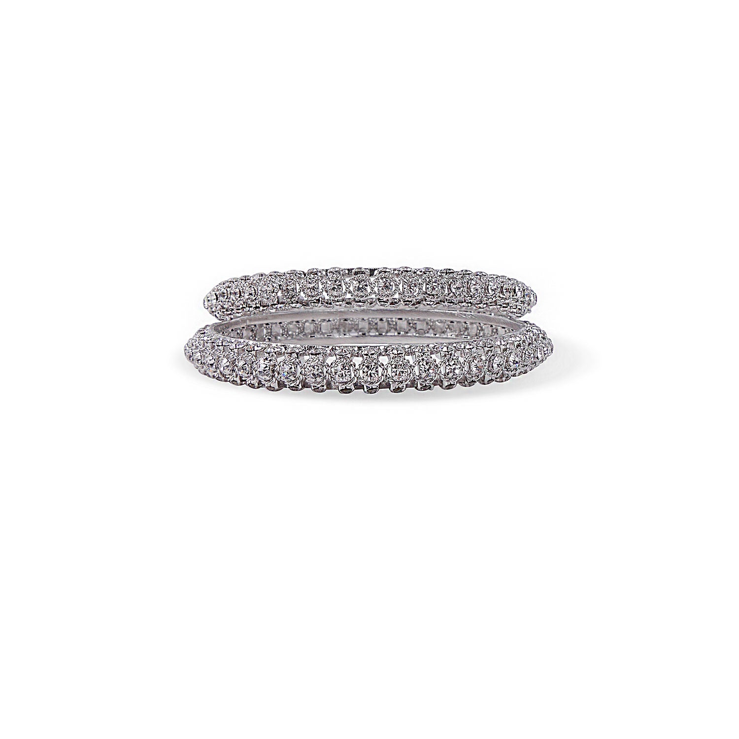 White Diamante Bangles in Rhodium