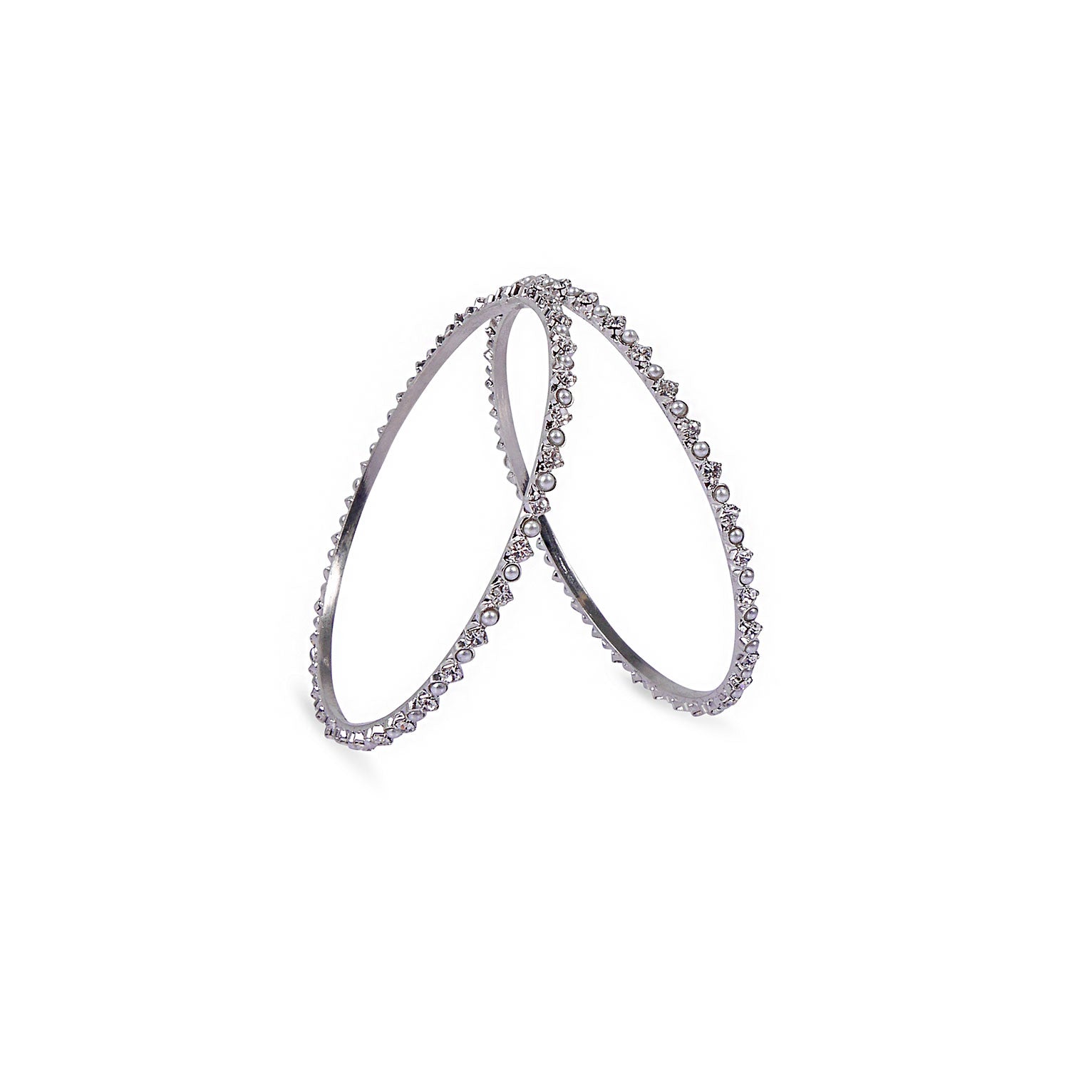 RHODIUM WHITE CRYSTAL BANGLES