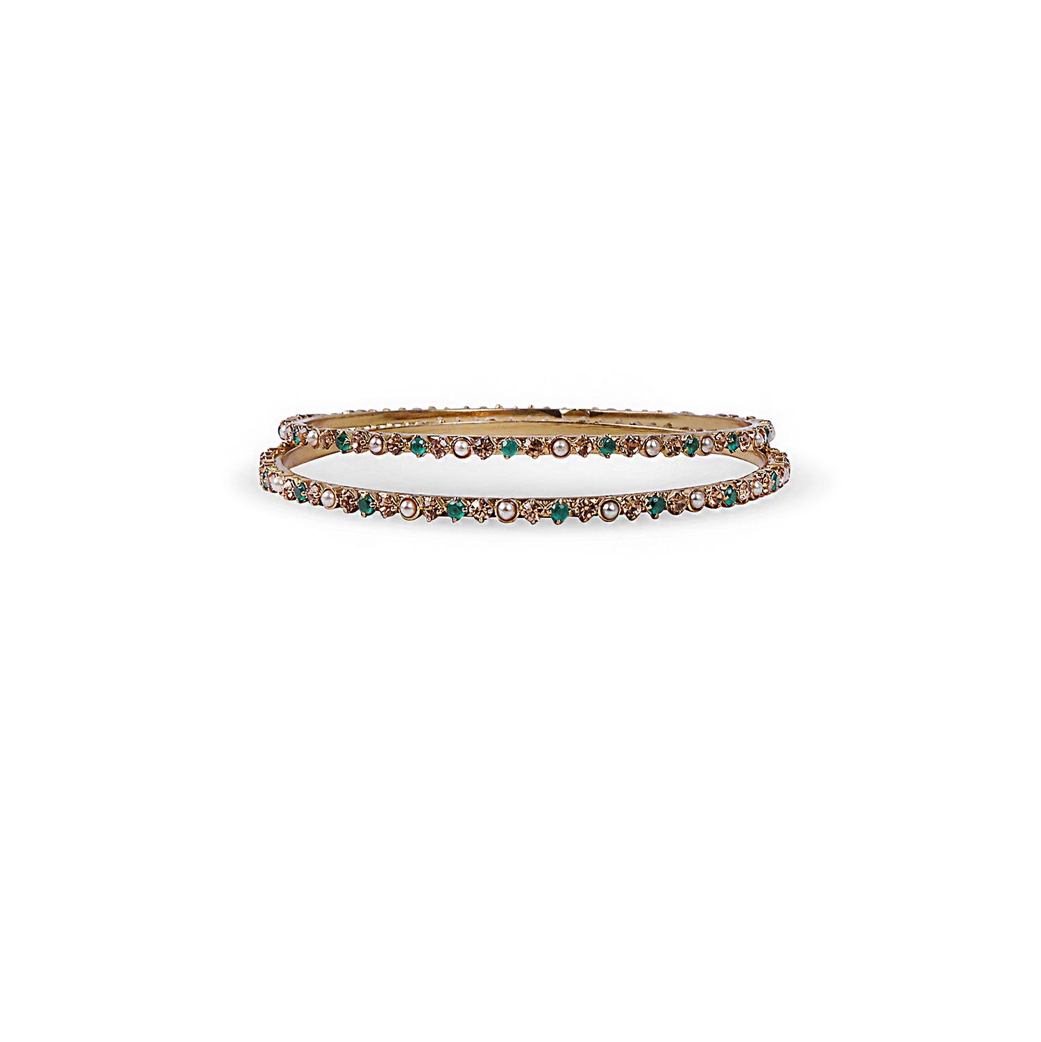 EMERALD AND CHAMPAGNE CRYSTAL BANGLES