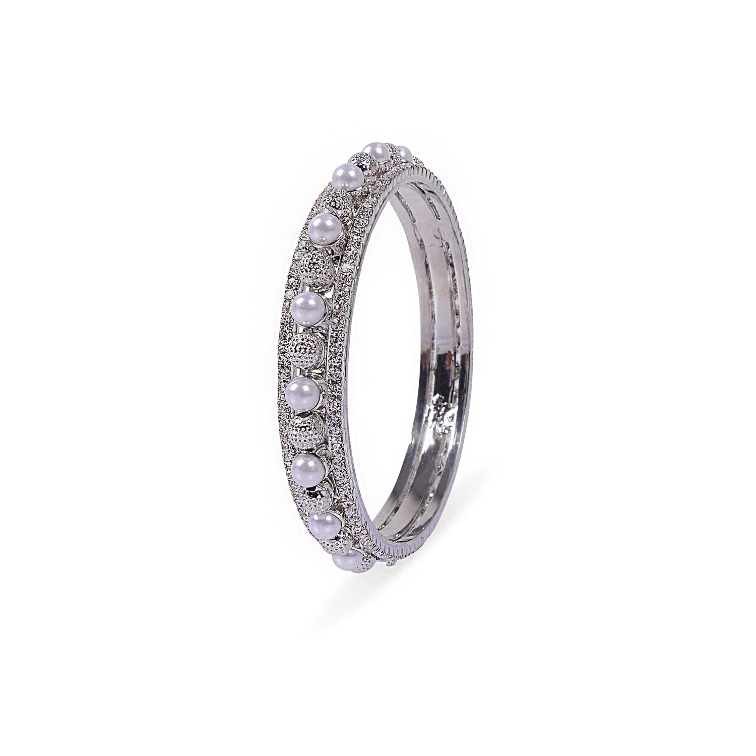 RHODIUM SILVER CRYSTAL BANGLE