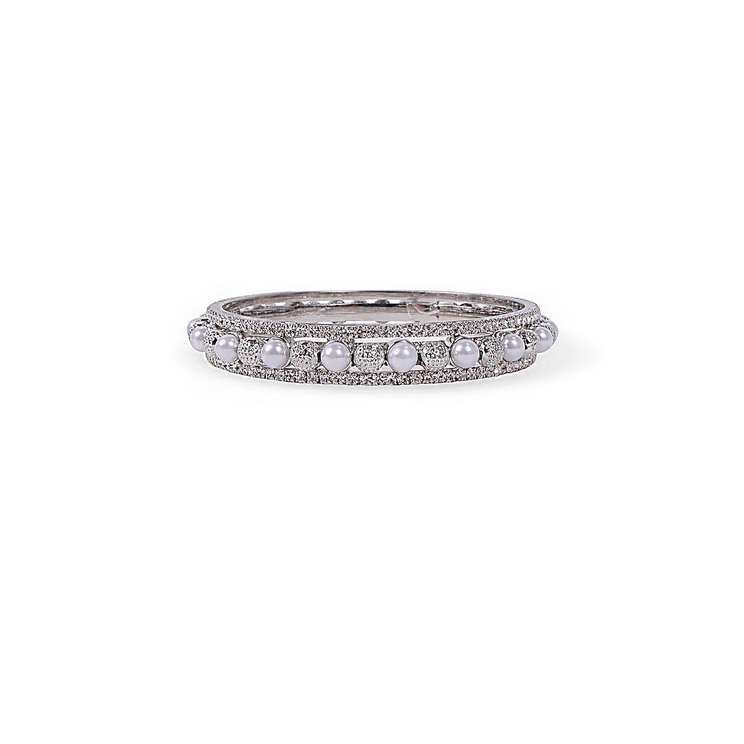 RHODIUM SILVER CRYSTAL BANGLE