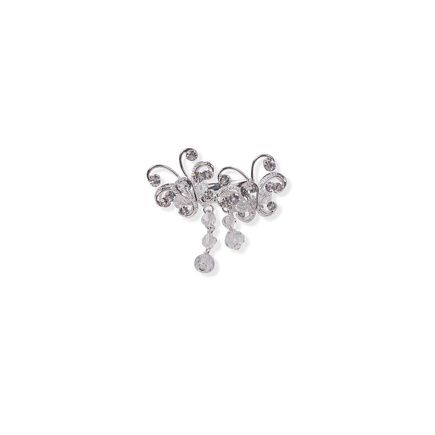 Butterfly Hair Slider in White Crystal Bead