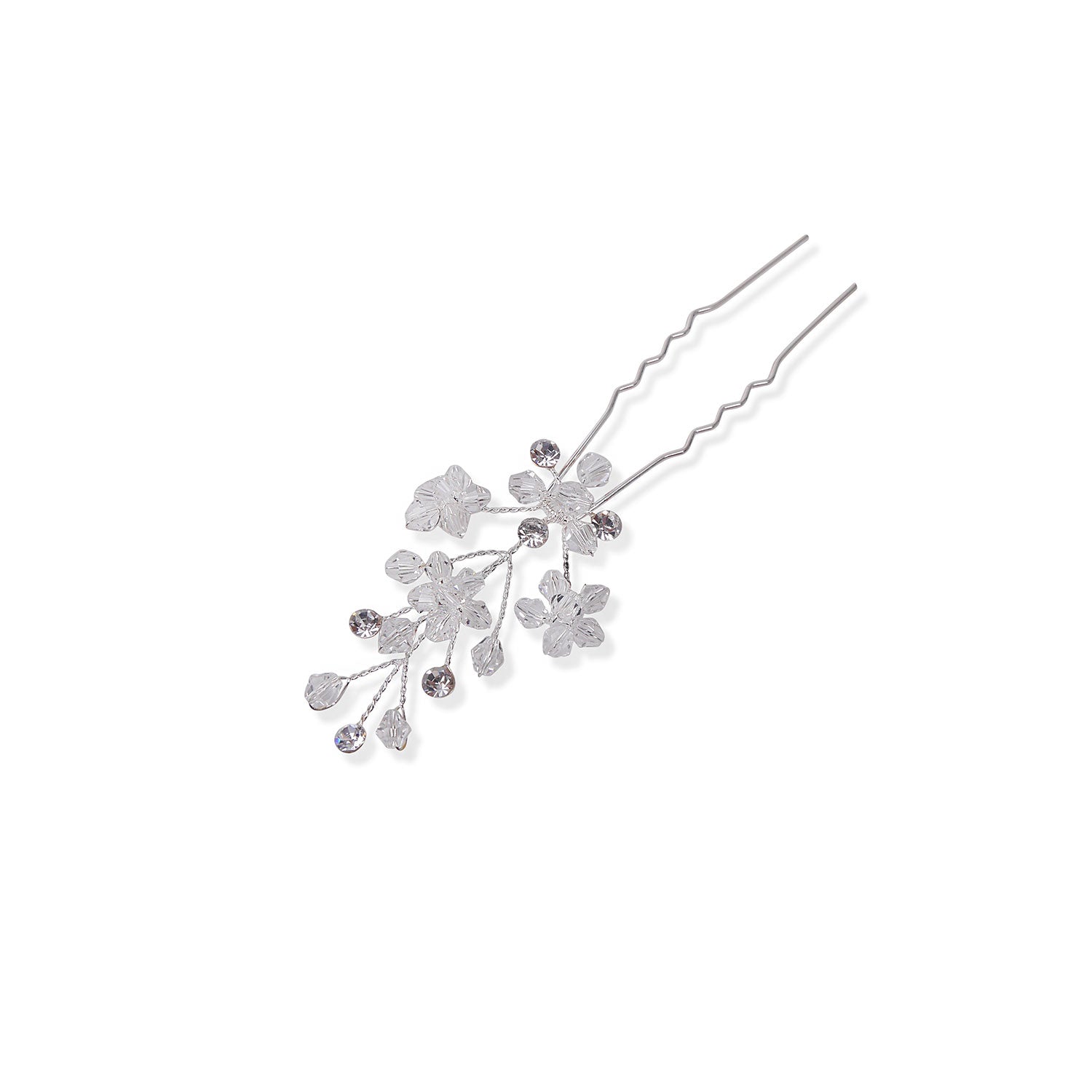 Floral Diamante and Bead Hair Pin