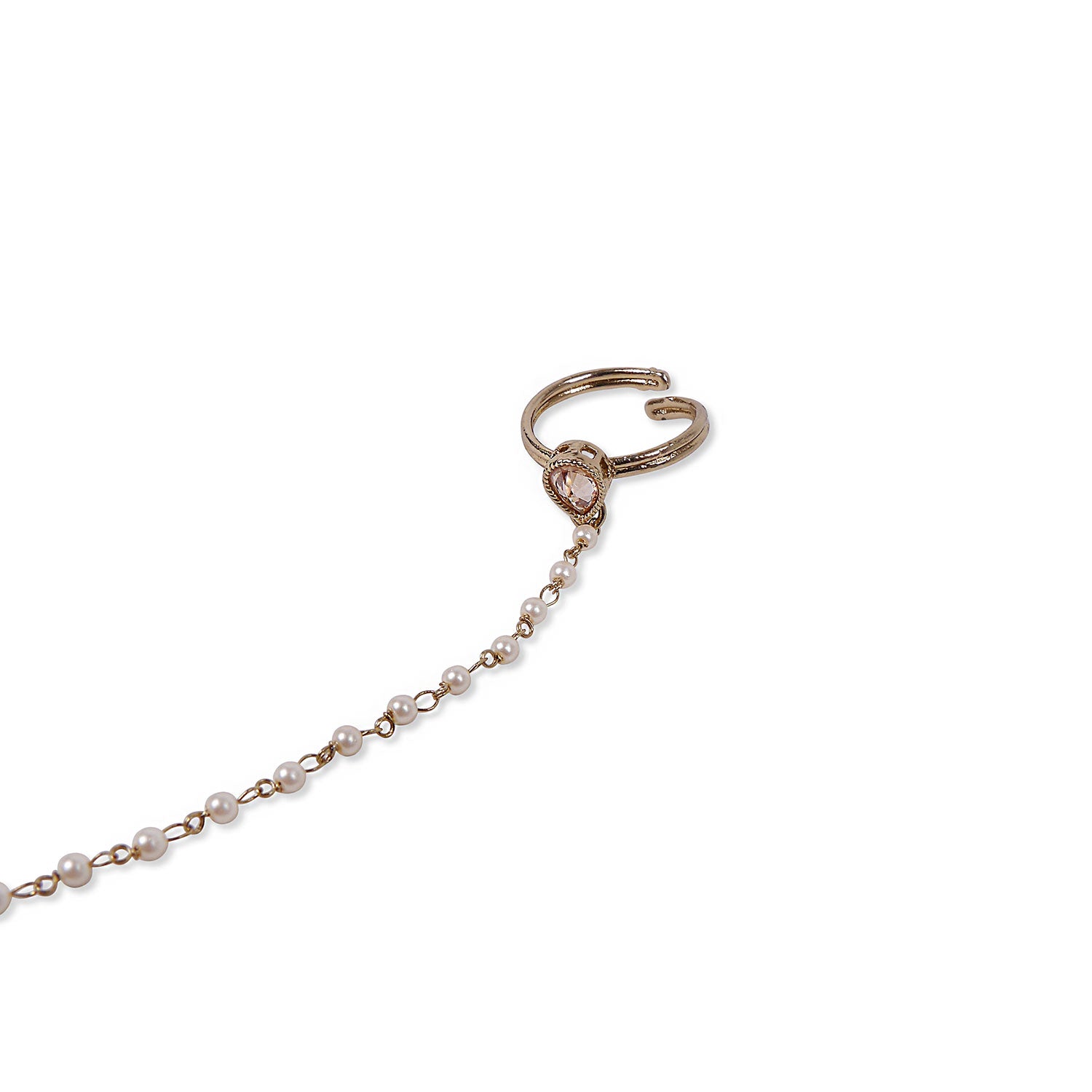 Pearl Hand Chain in Antique Gold