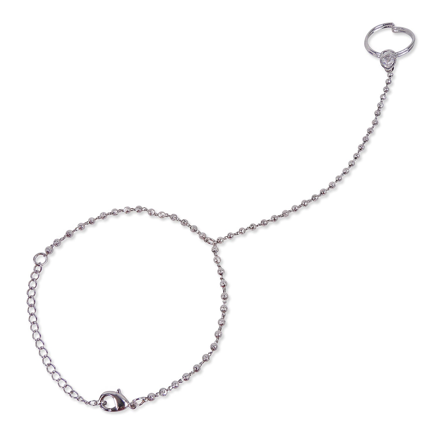 Mia Hand Chain in Rhodium