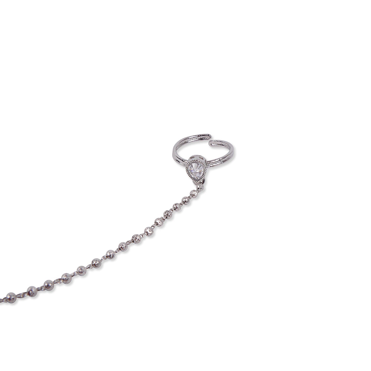 Mia Hand Chain in Rhodium