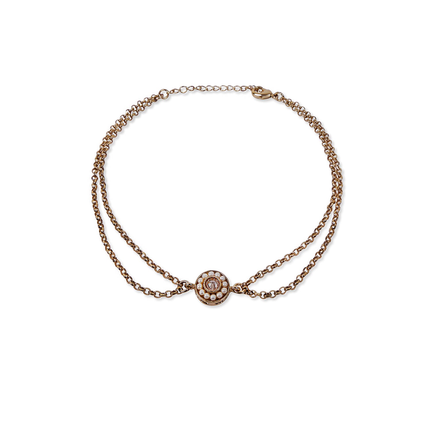 Leela Double Chain Anklet in Light Topaz