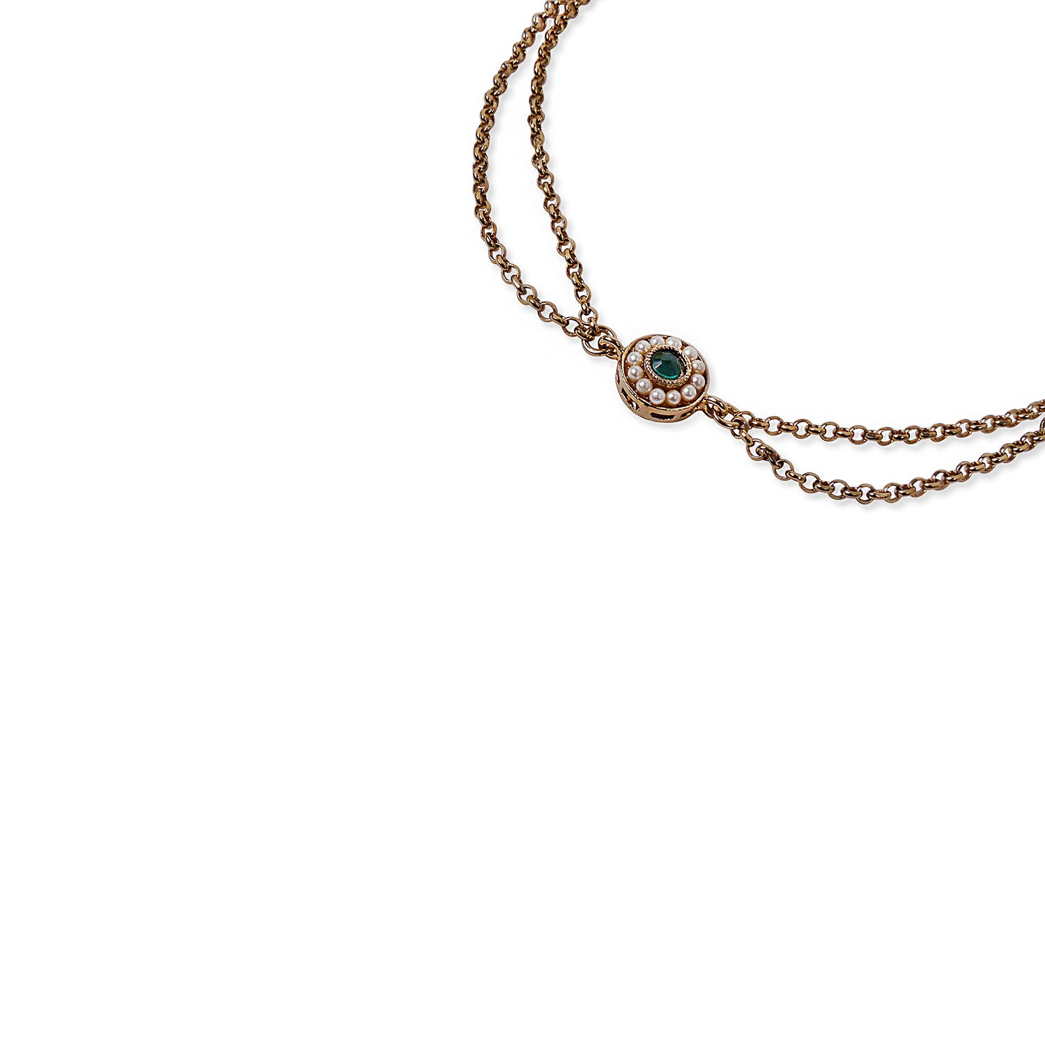 Leela Double Chain Anklet in Jade