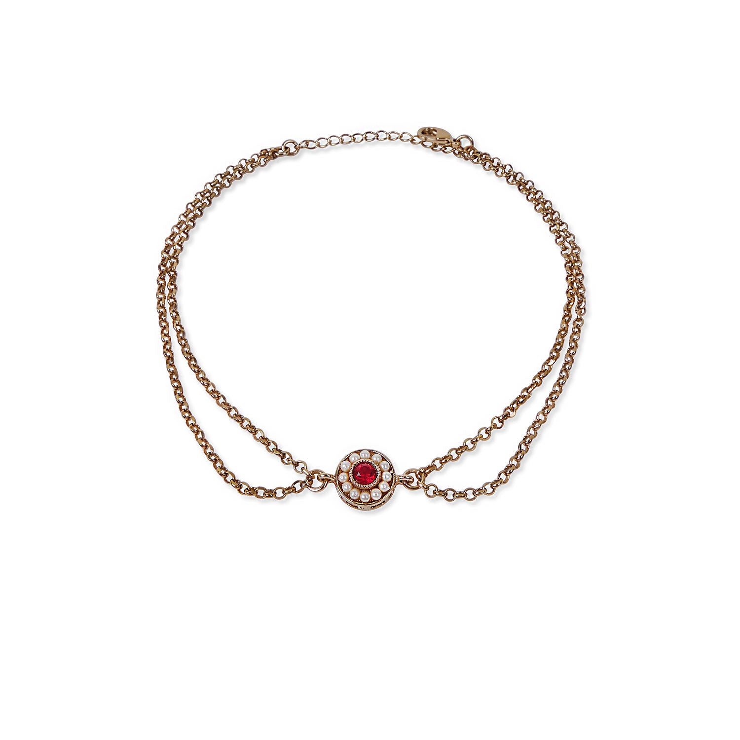 Leela Double Chain Anklet in Hot Pink