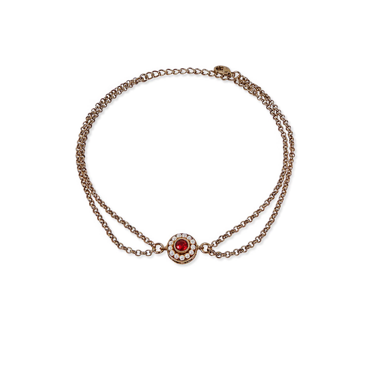 Leela Double Chain Anklet in Red